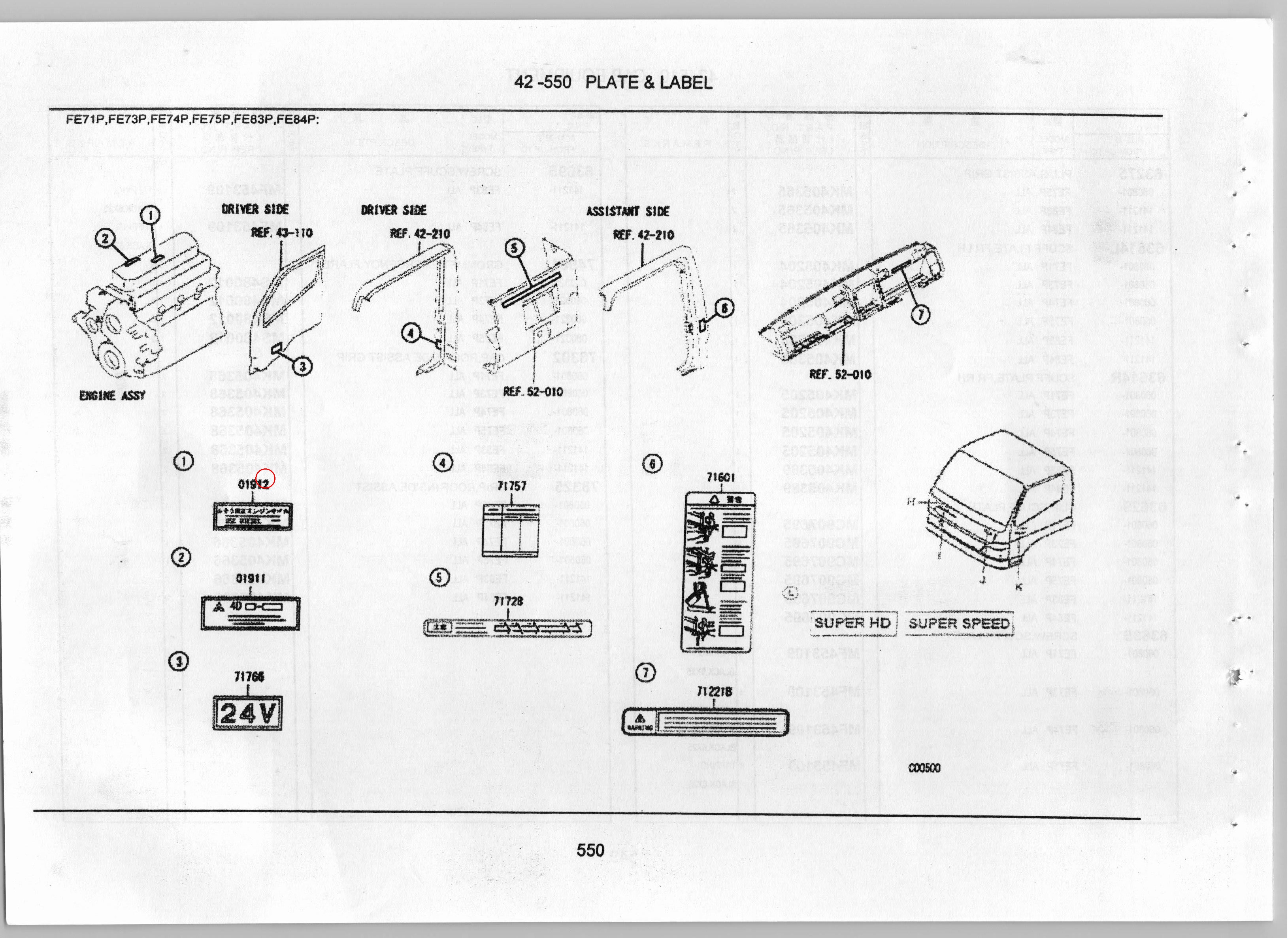 Diagram ME057422 PLATE,ENG OIL CAUTION - Mitsubishi