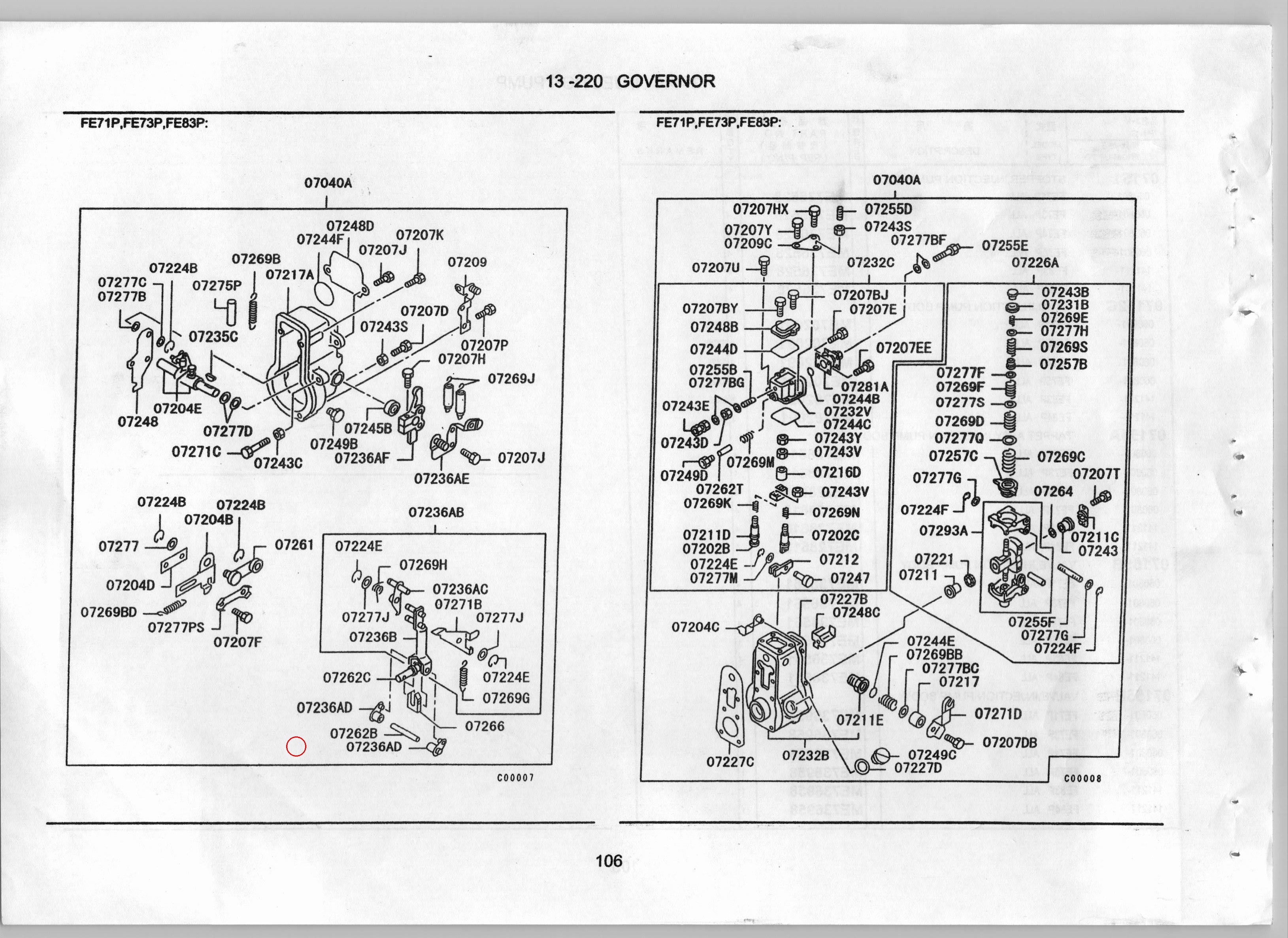 Diagram ME728717 BOLT, INJECTION PUMP GOVERNOR - Mitsubishi