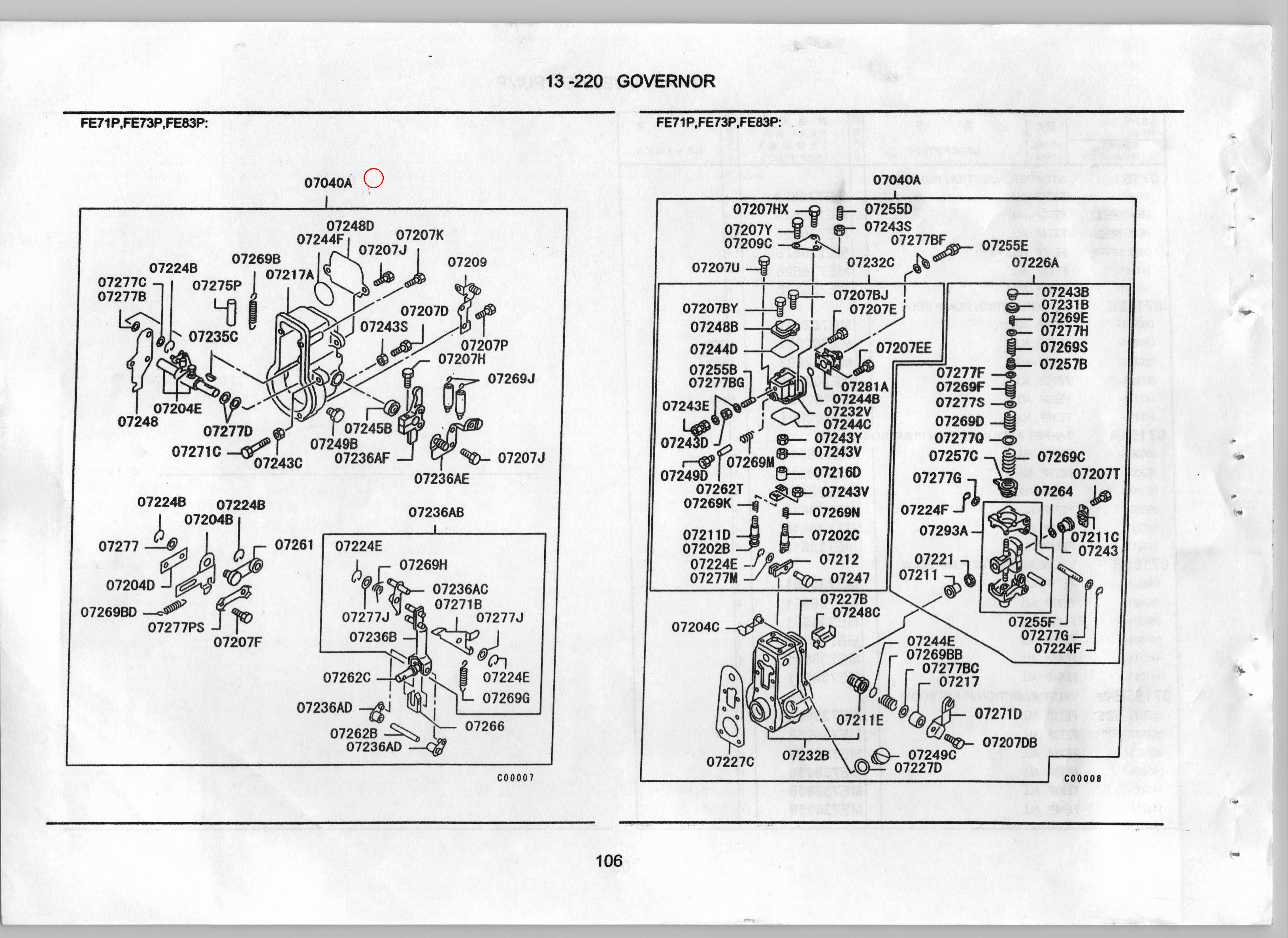 Diagram ME702594 BOLT,INJECTION PUMP GOVERNOR - Mitsubishi