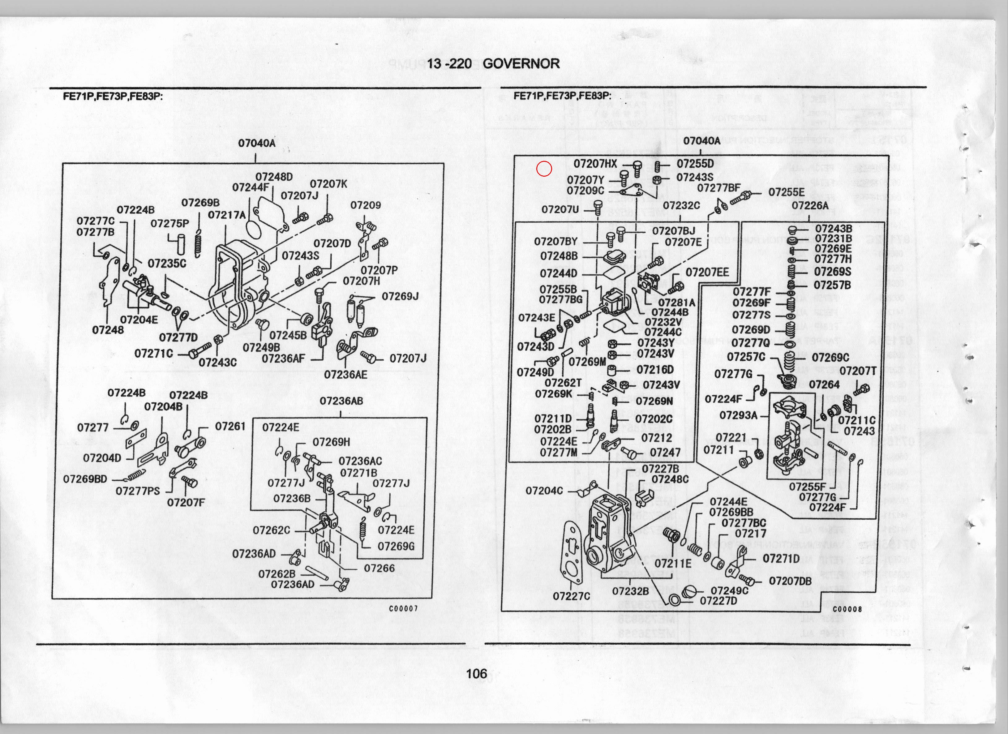 Diagram ME702634 BRACKET,INJECTION PUMP GOVERNOR - Mitsubishi