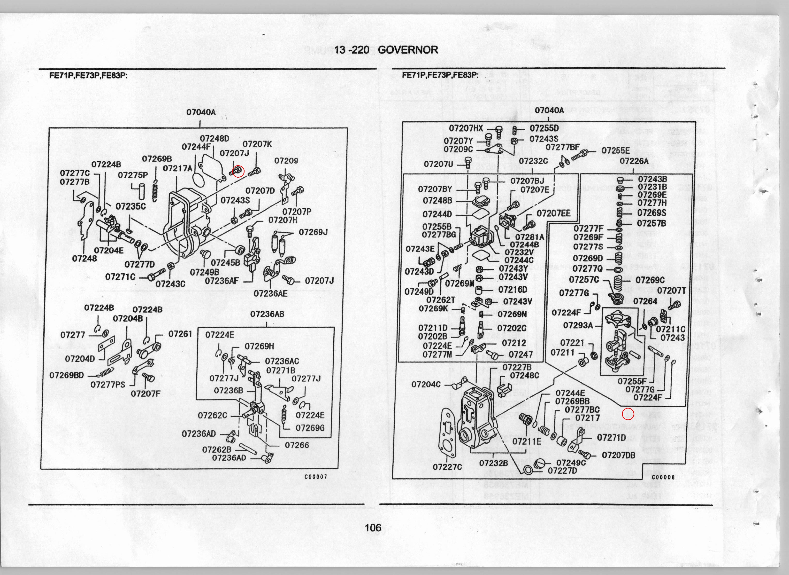 Diagram ME702122 COVER, INJECTION PUMP GOVERNOR - Mitsubishi