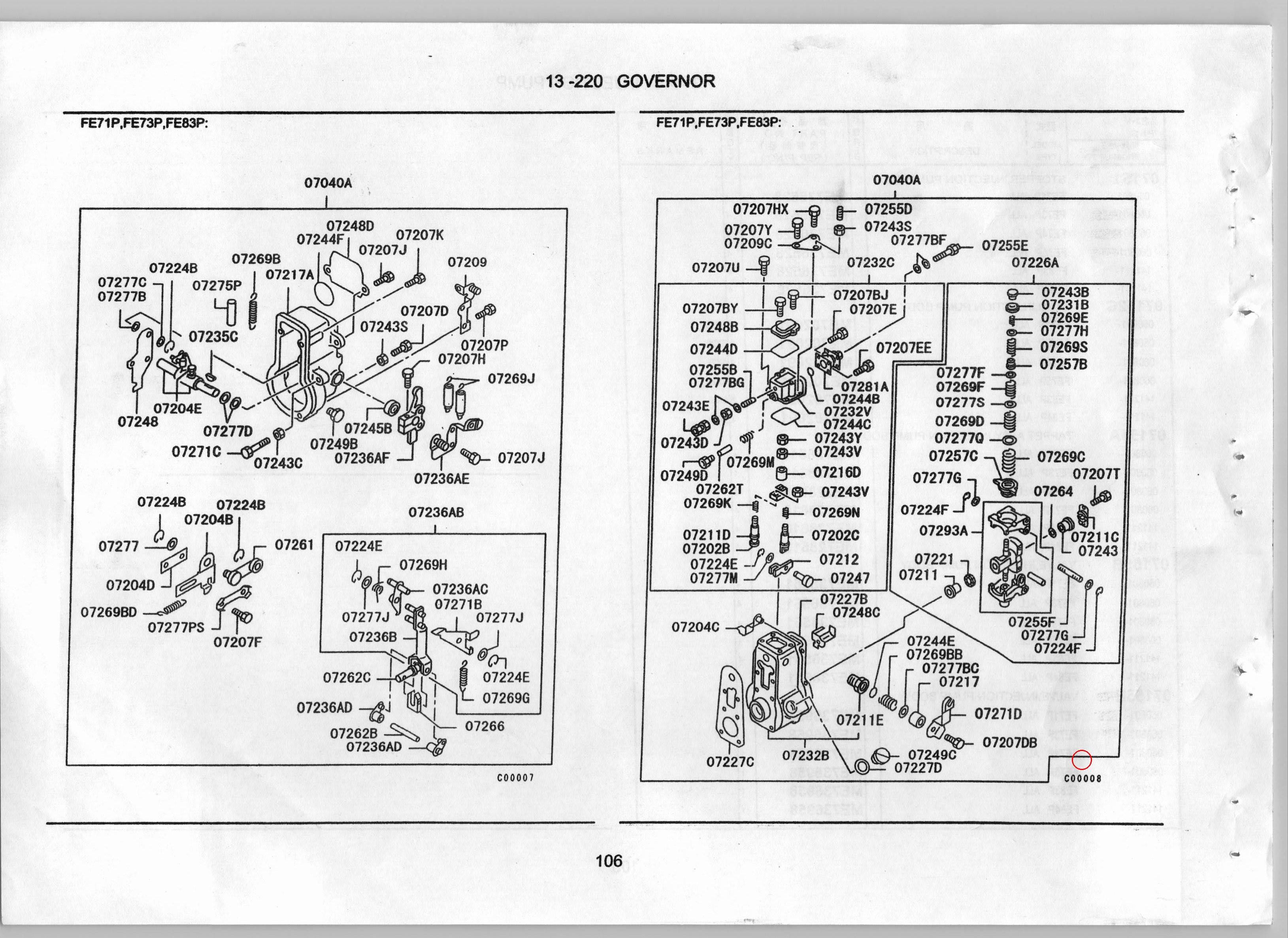 Diagram ME728722 GASKET, INJECTION PUMP GOVERNOR - Mitsubishi