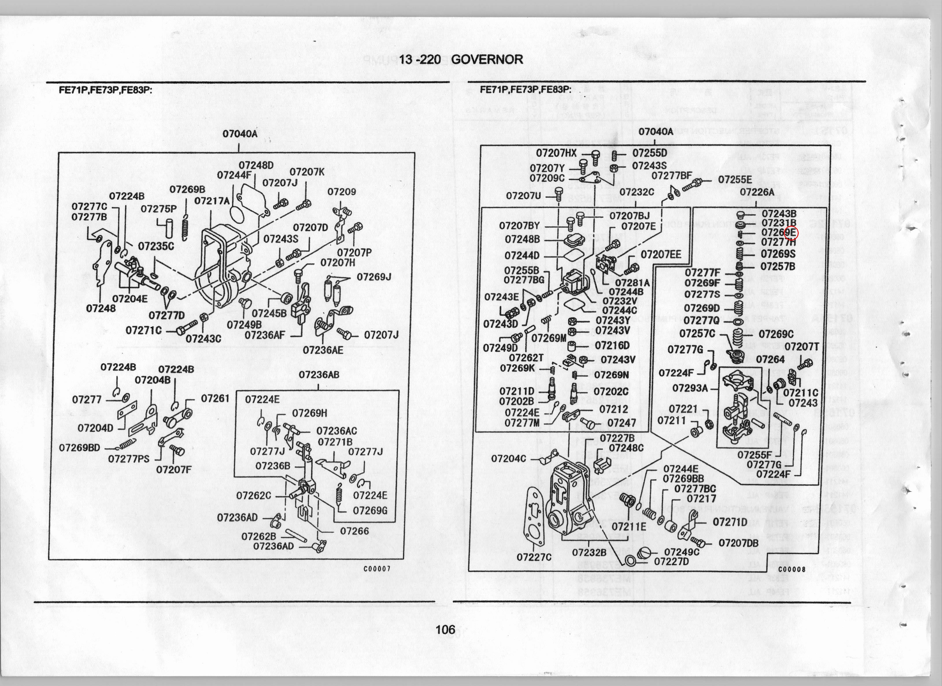 Diagram ME728668 GUIDE, INJECTION PUMP GOVERNOR - Mitsubishi