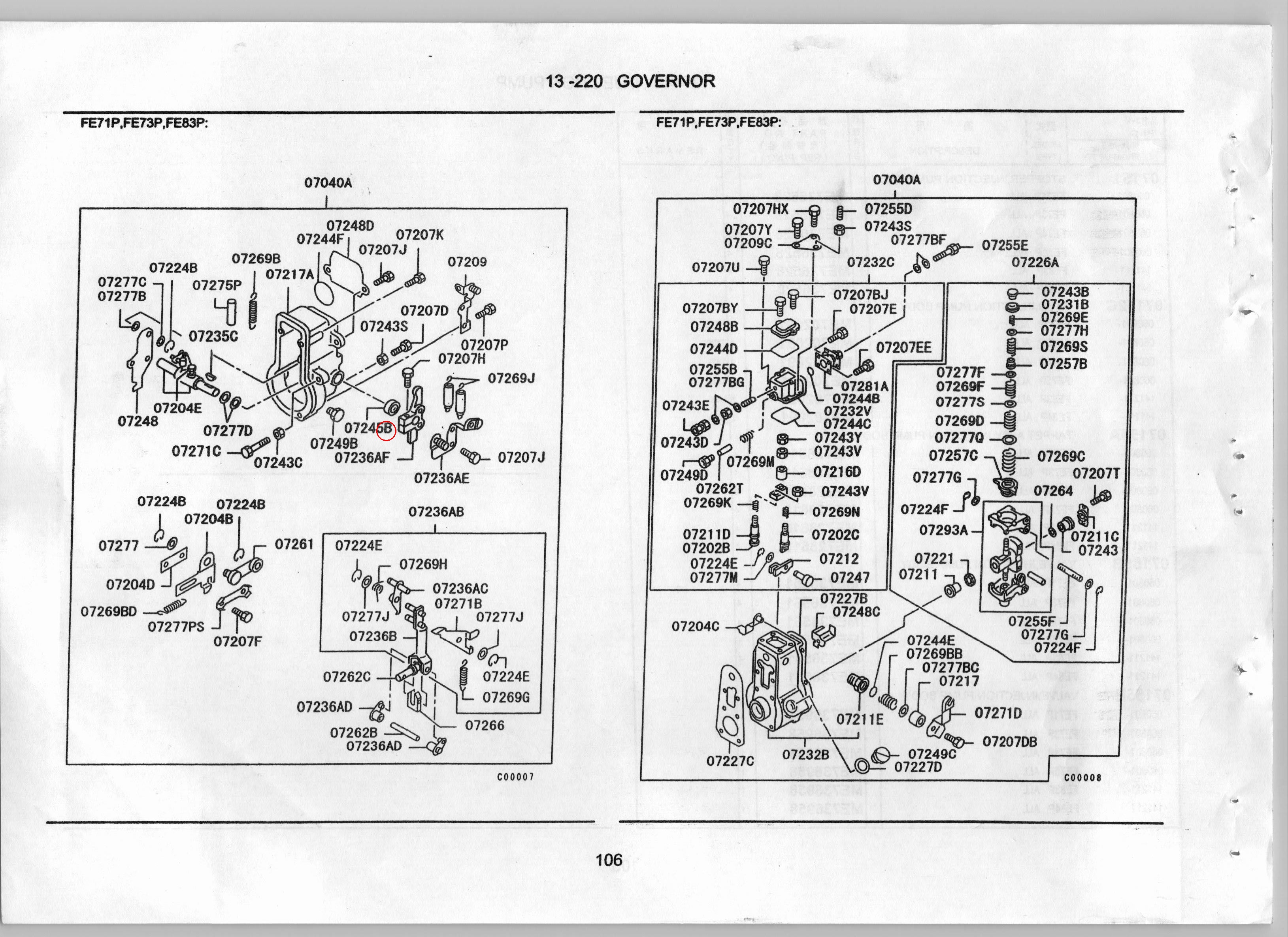 Diagram ME736253 LEVER ASSY, INJECTION PUMP GOVERNOR - Mitsubishi