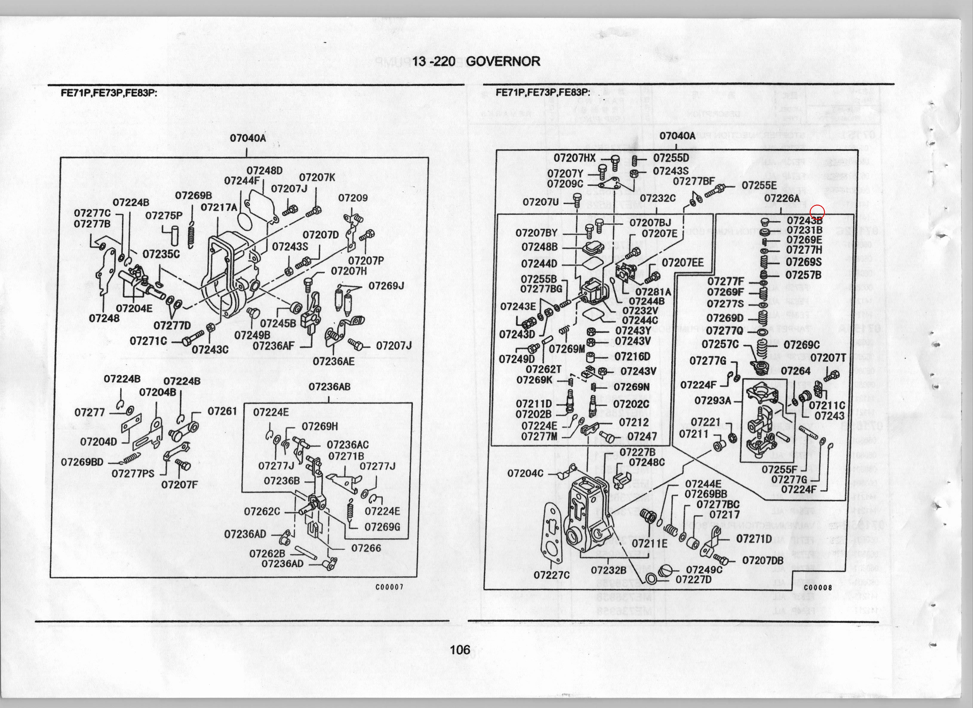 Diagram ME728670 NUT, INJECTION PUMP GOVERNOR - Mitsubishi