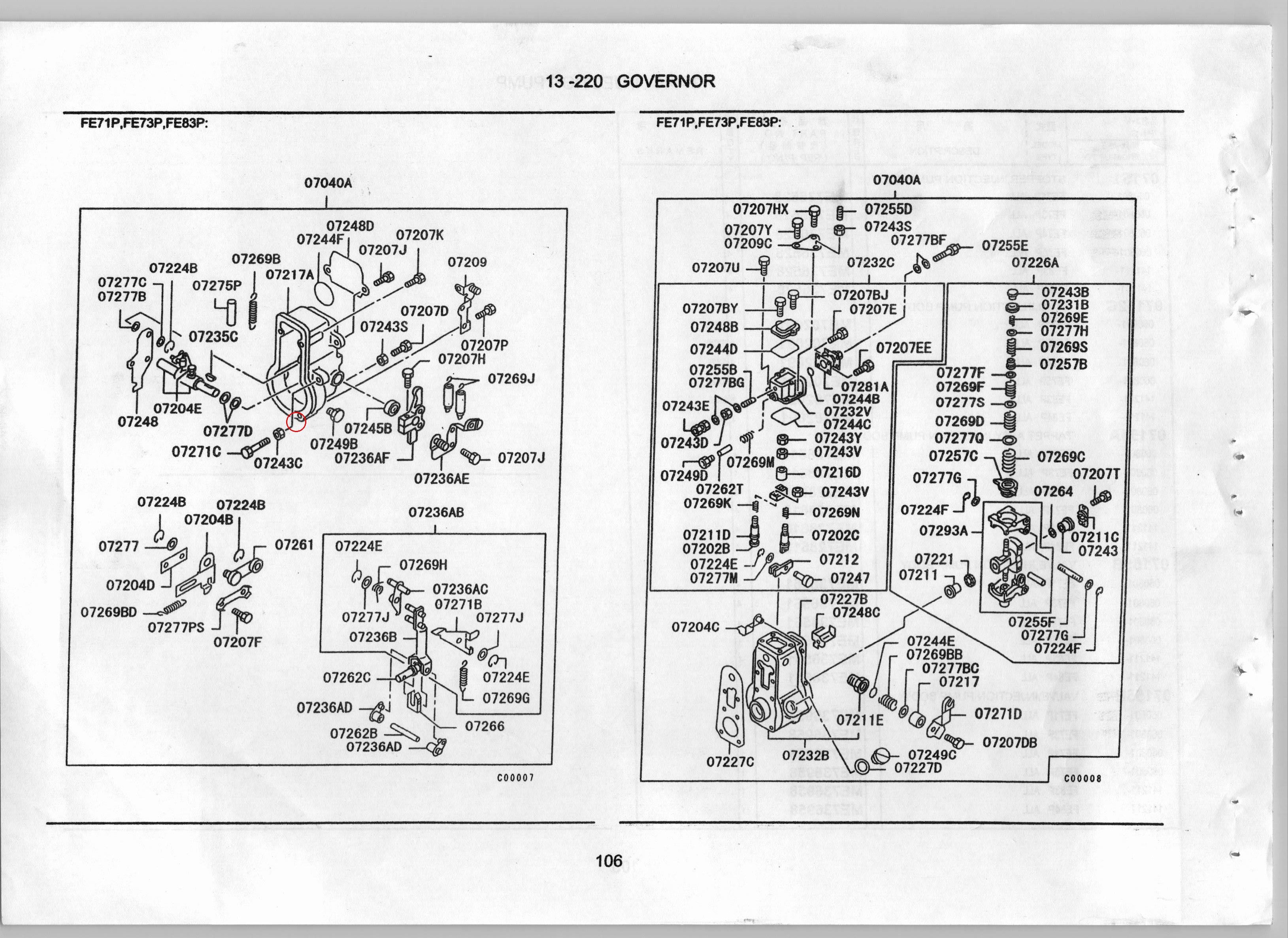 Diagram ME702132 NUT, INJECTION PUMP GOVERNOR - Mitsubishi