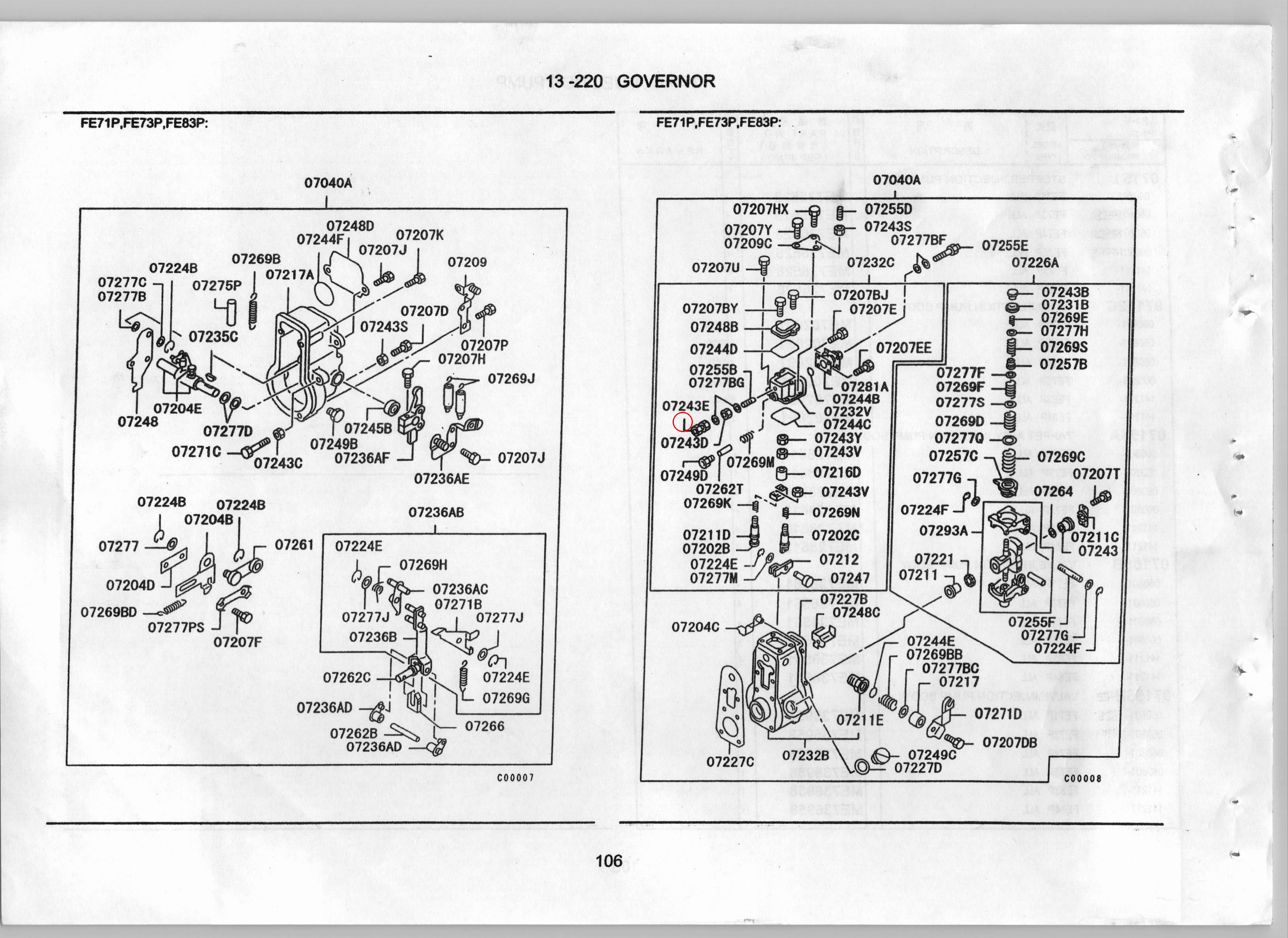 Diagram ME703382 SHAFT,INJECTION PUMP GOVERNOR - Mitsubishi