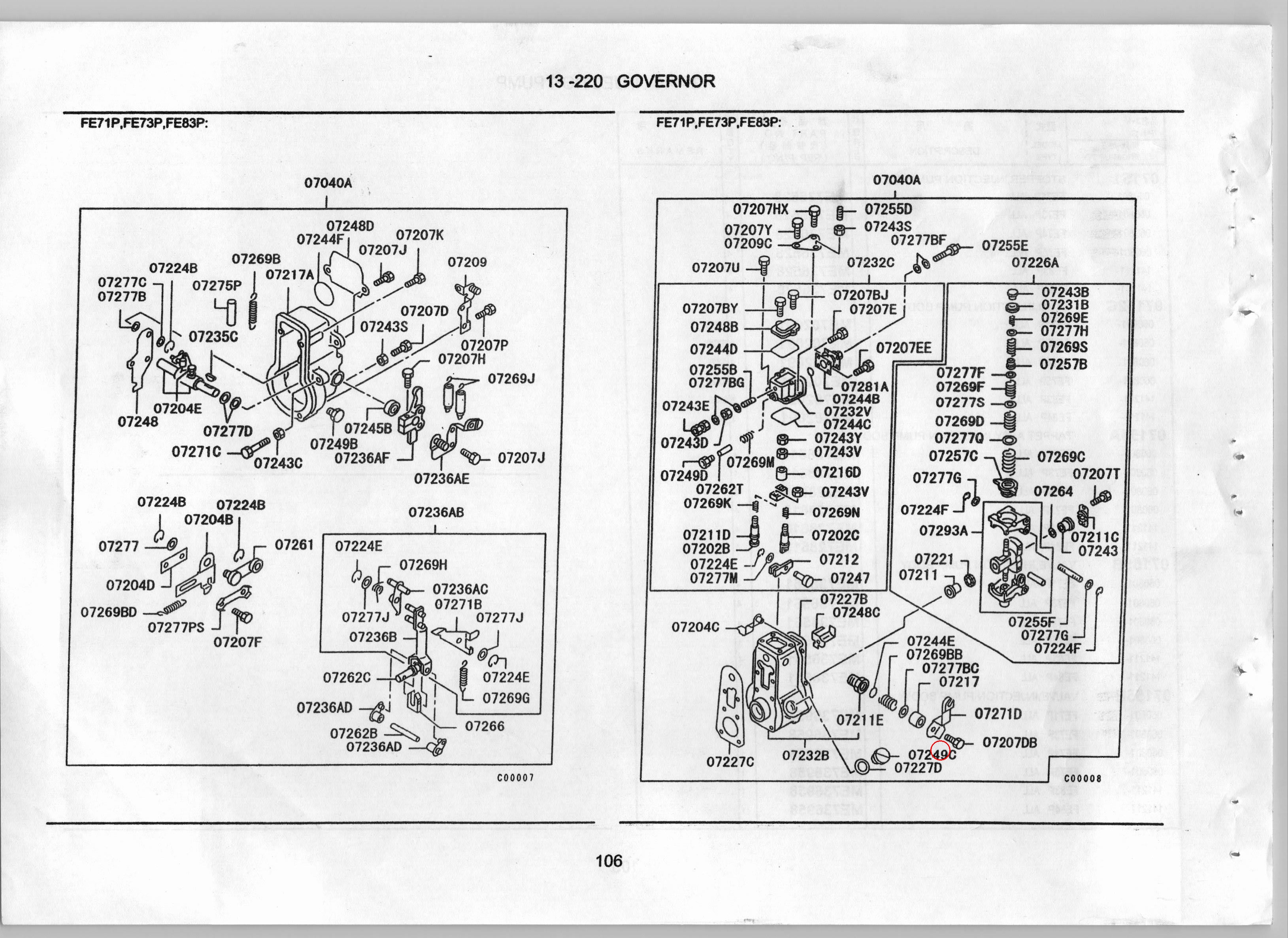 Diagram ME703585 SPRING,INJECTION PUMP GOVERNOR - Mitsubishi