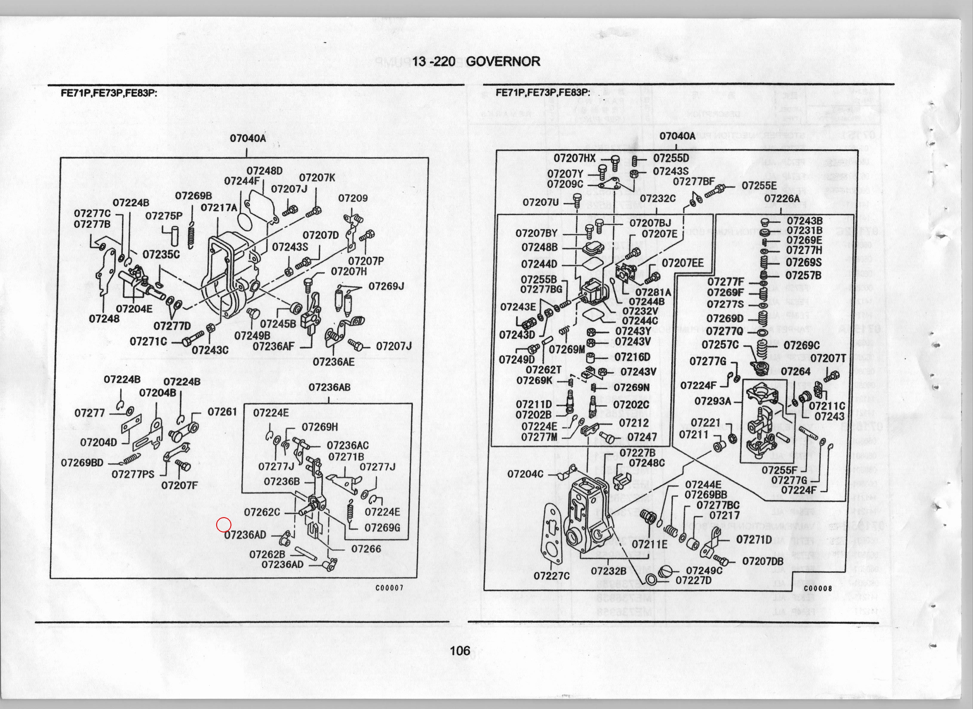 Diagram ME702120 SPRING,INJECTION PUMP GOVERNOR - Mitsubishi