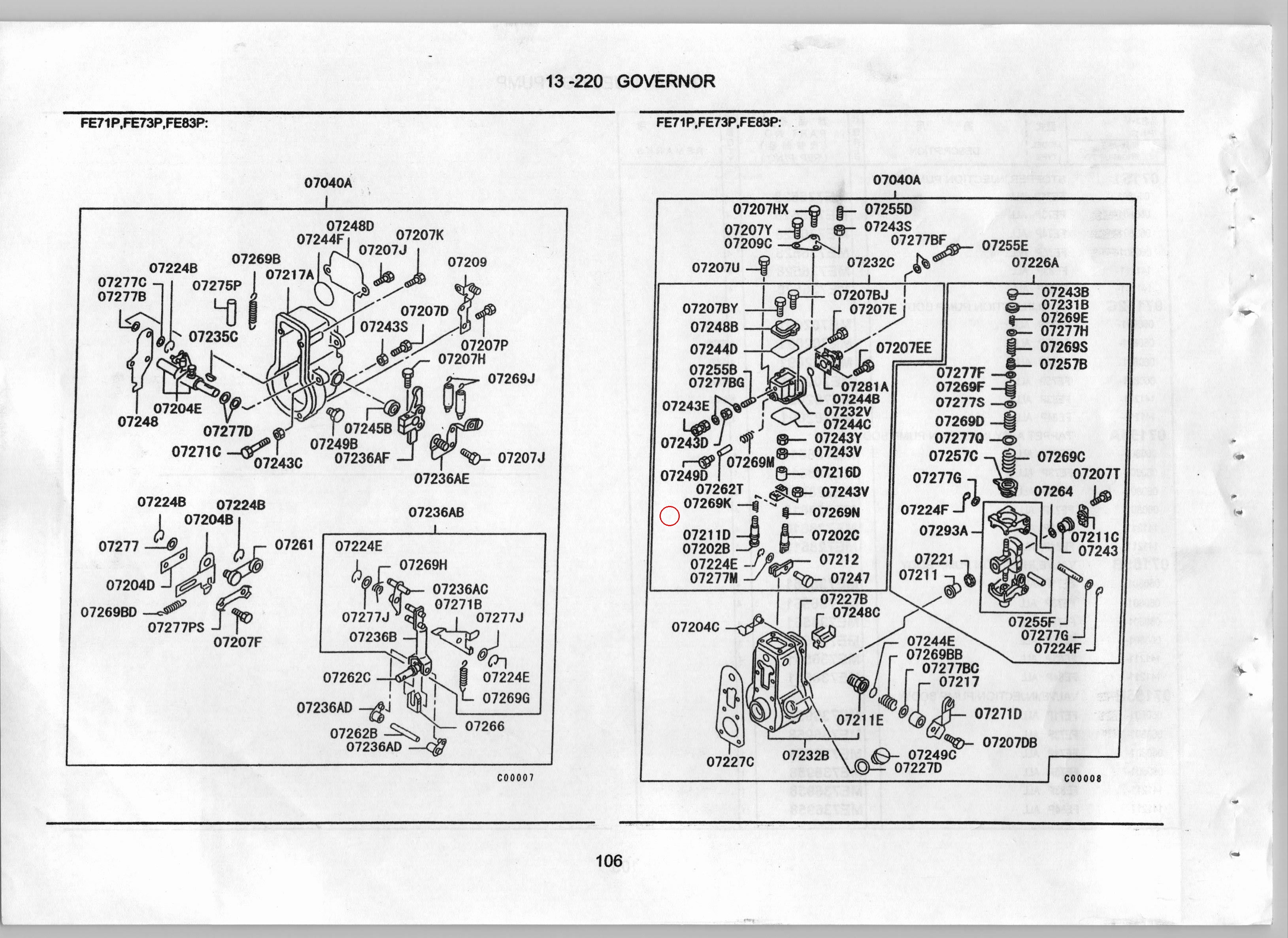 Diagram ME702178 SPRING,INJECTION PUMP GOVERNOR - Mitsubishi