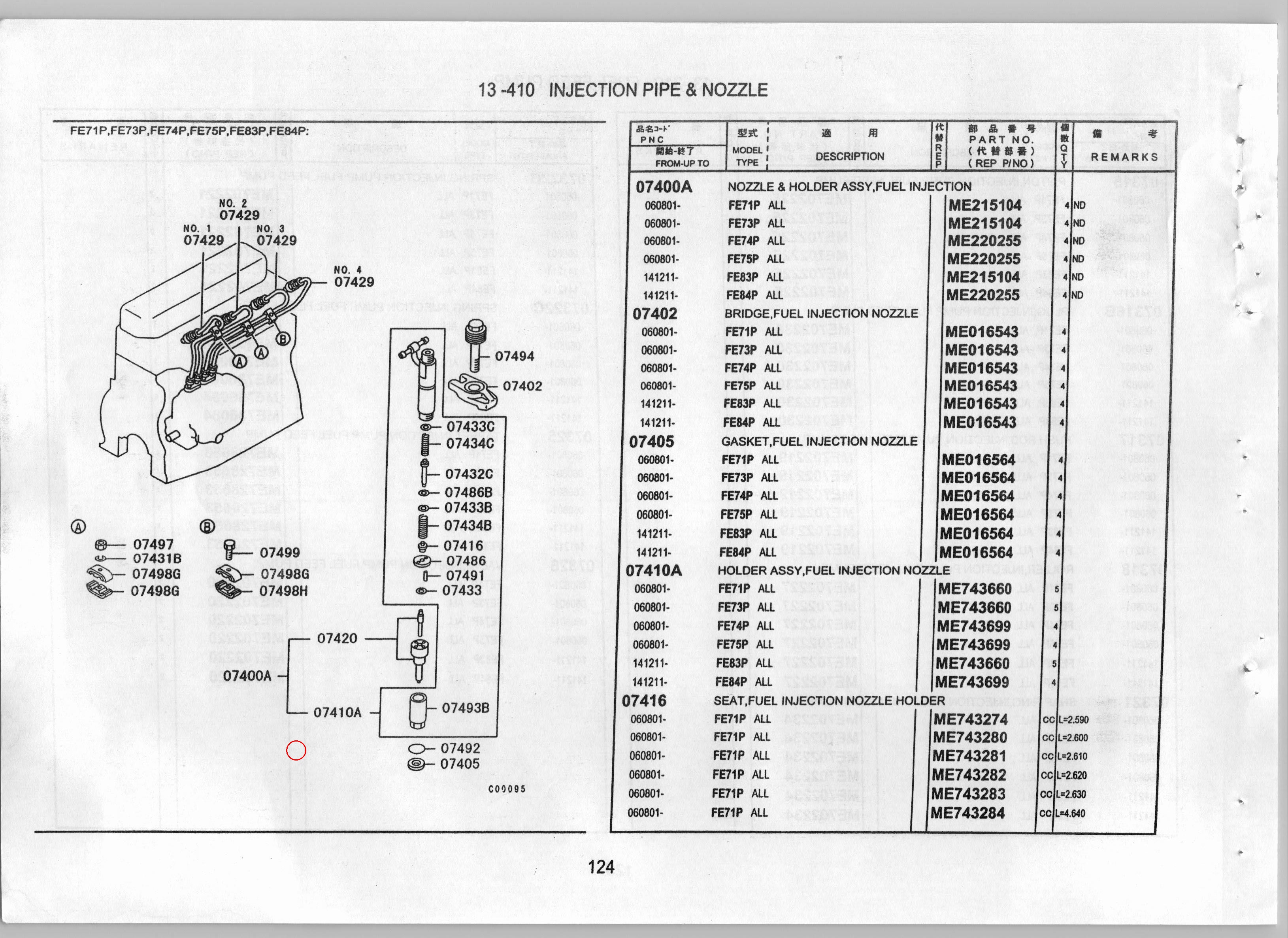 Diagram ME743660 HOLDER ASSY, FUEL INJECTION NOZZLE - Mitsubishi