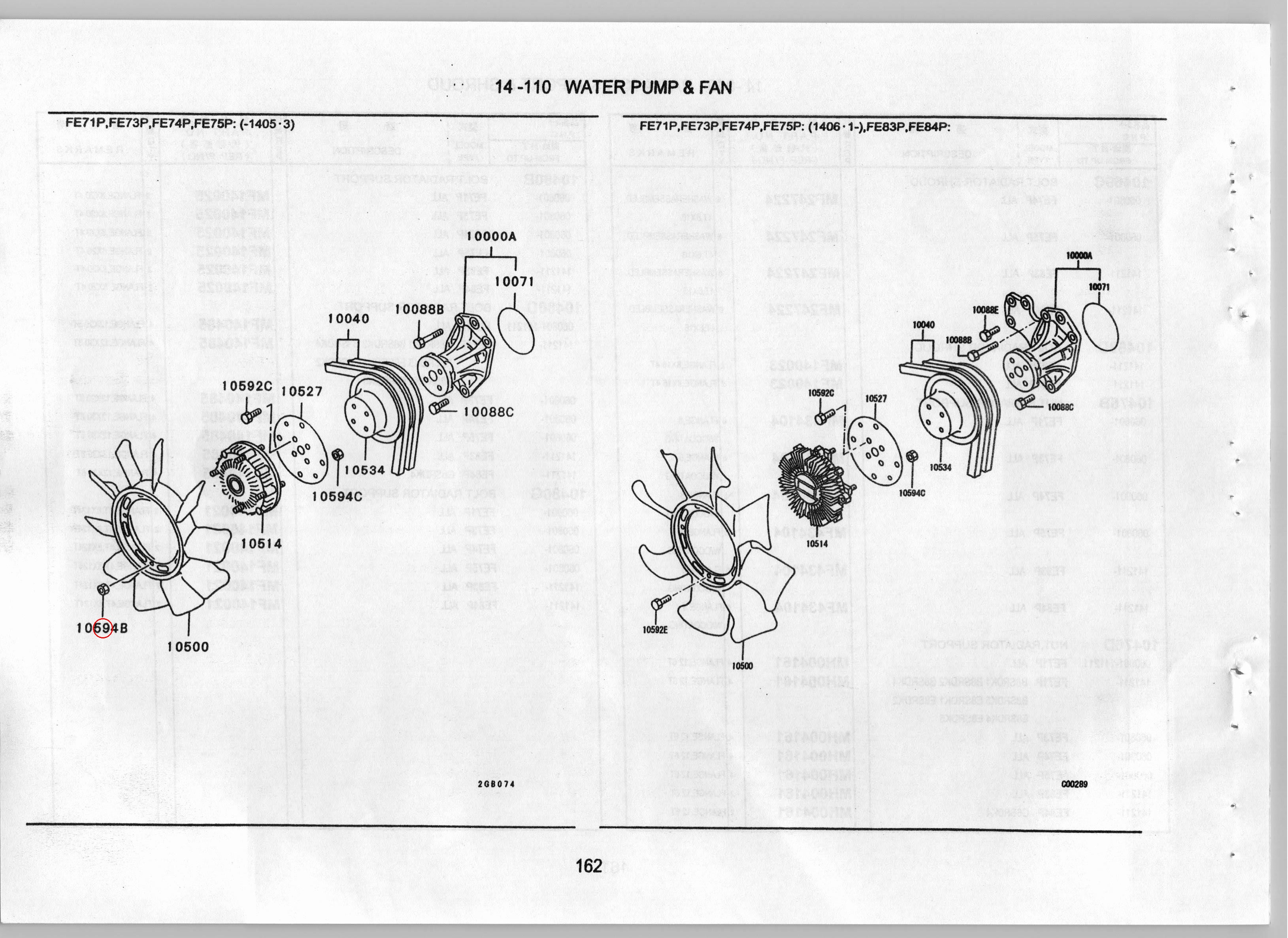 Diagram MF434103 NUT,COOLING FAN - Mitsubishi