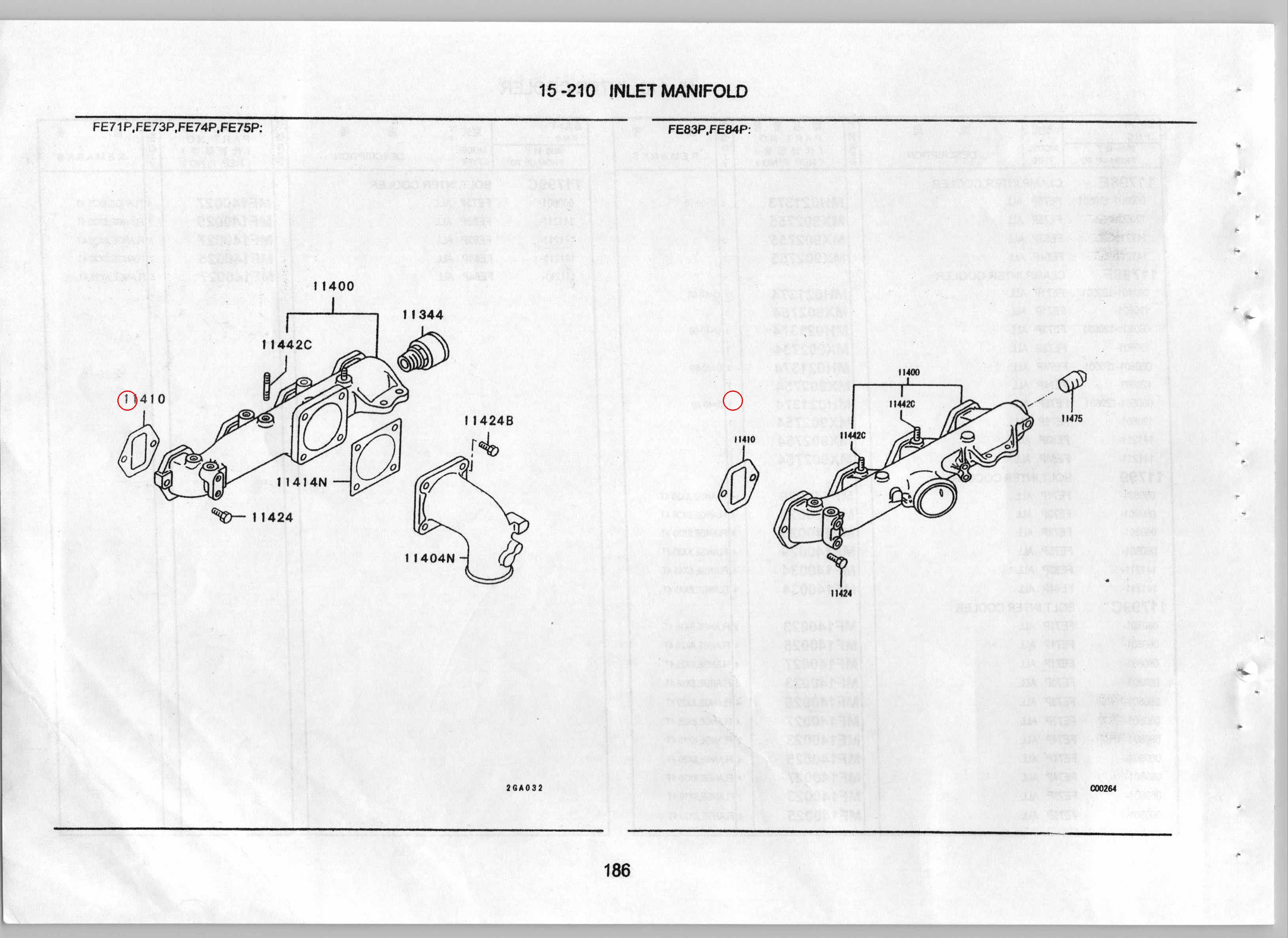 Diagram ME012491 GASKET,INLET MANIFOLD - Mitsubishi