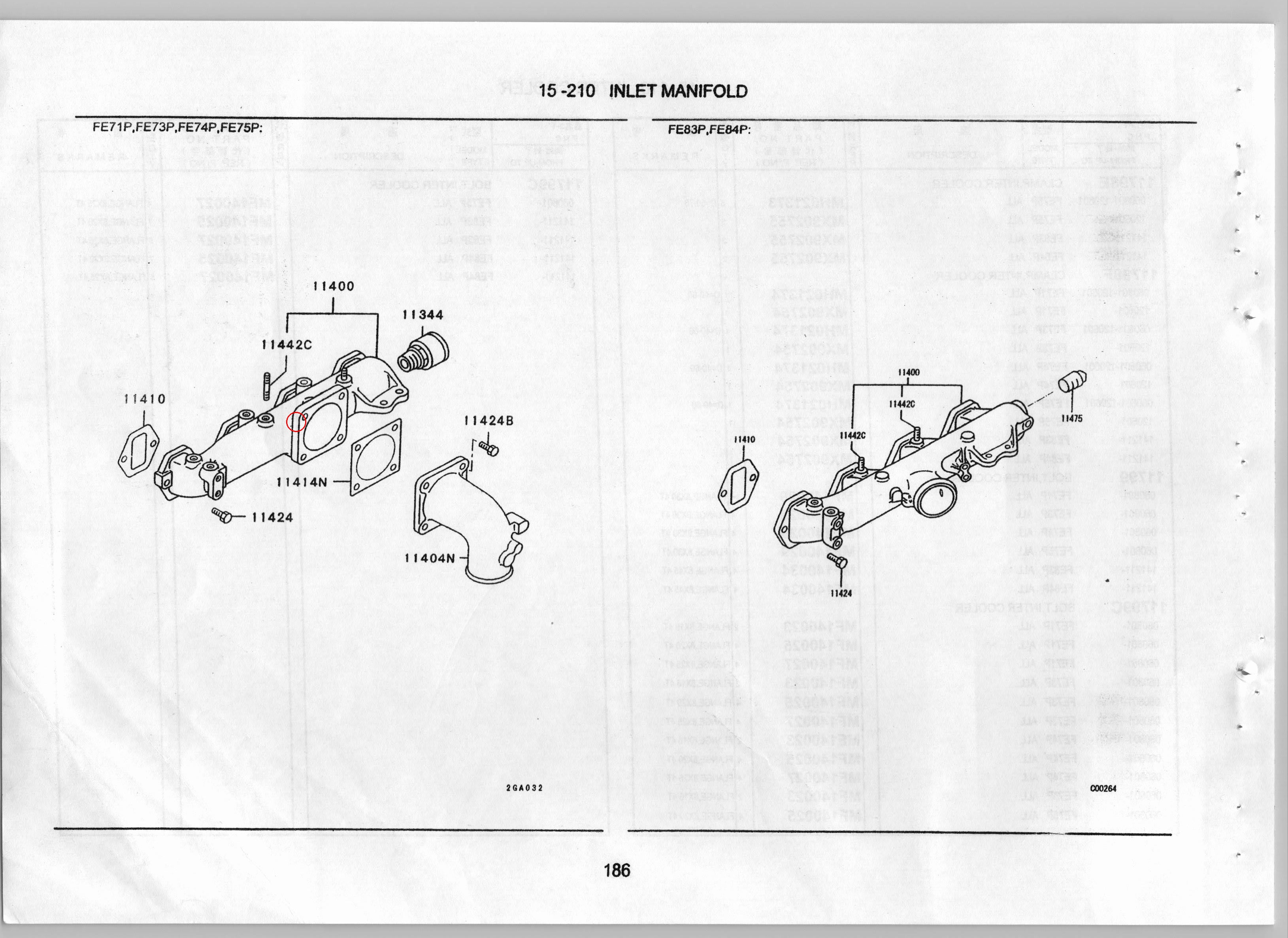 Diagram ME013223 GASKET,INLET MANIFOLD COVER - Mitsubishi