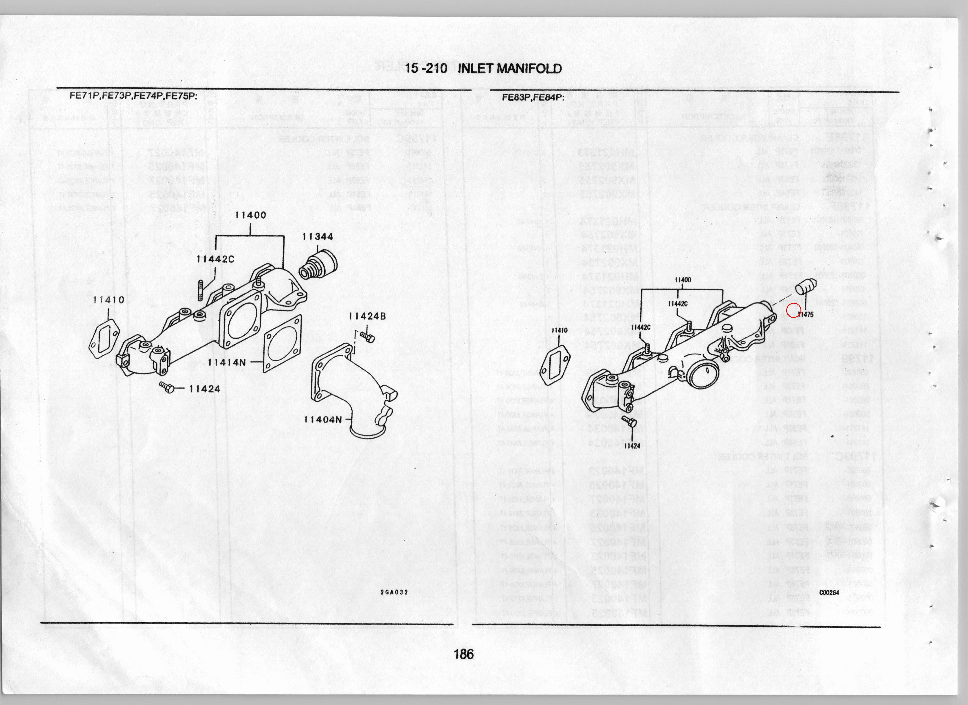 Diagram MF665146 PLUG,INLET MANIFOLD - Mitsubishi
