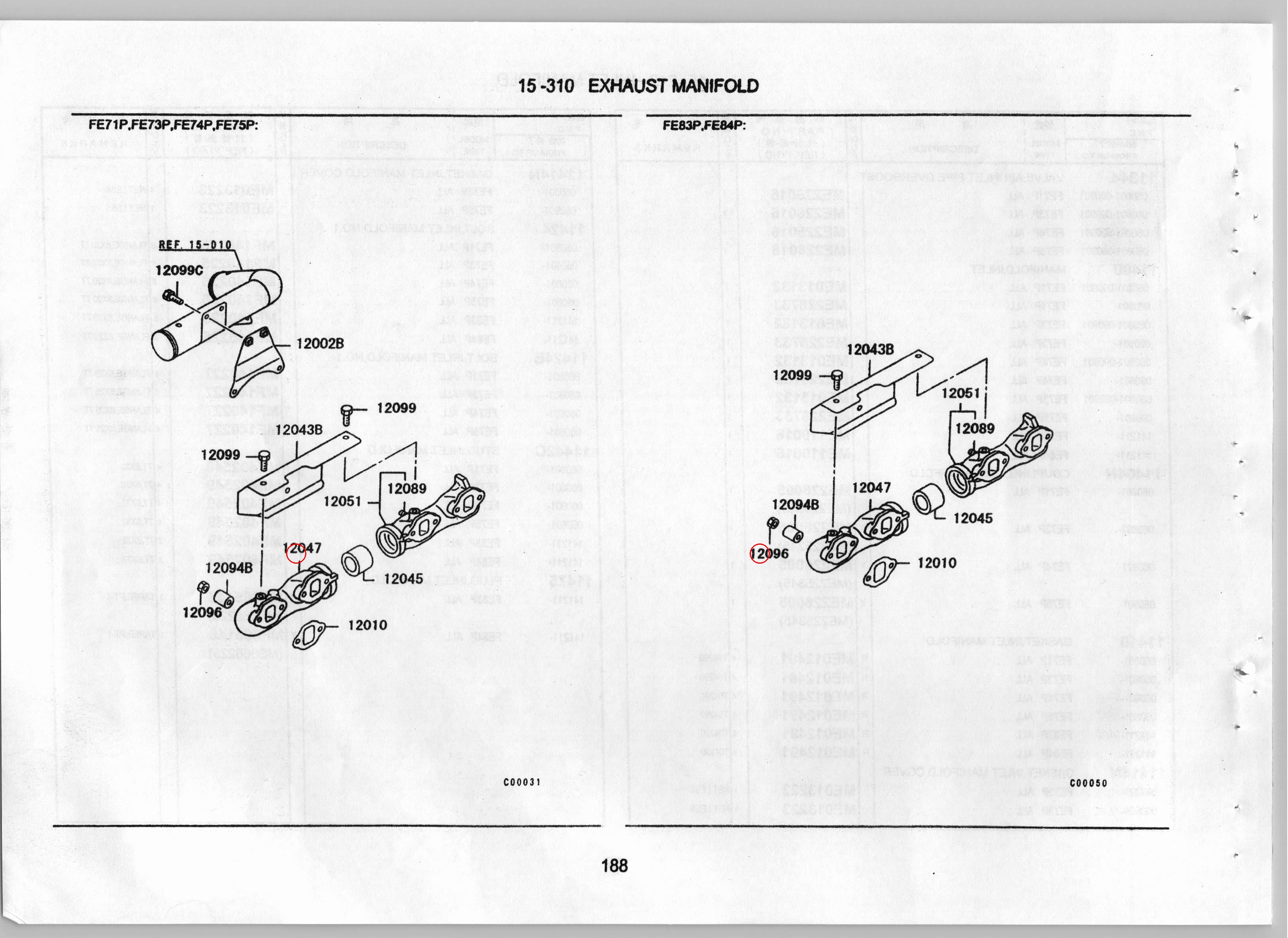 Diagram ME210059 SPACER,EXHAUST MANIFOLD - Mitsubishi