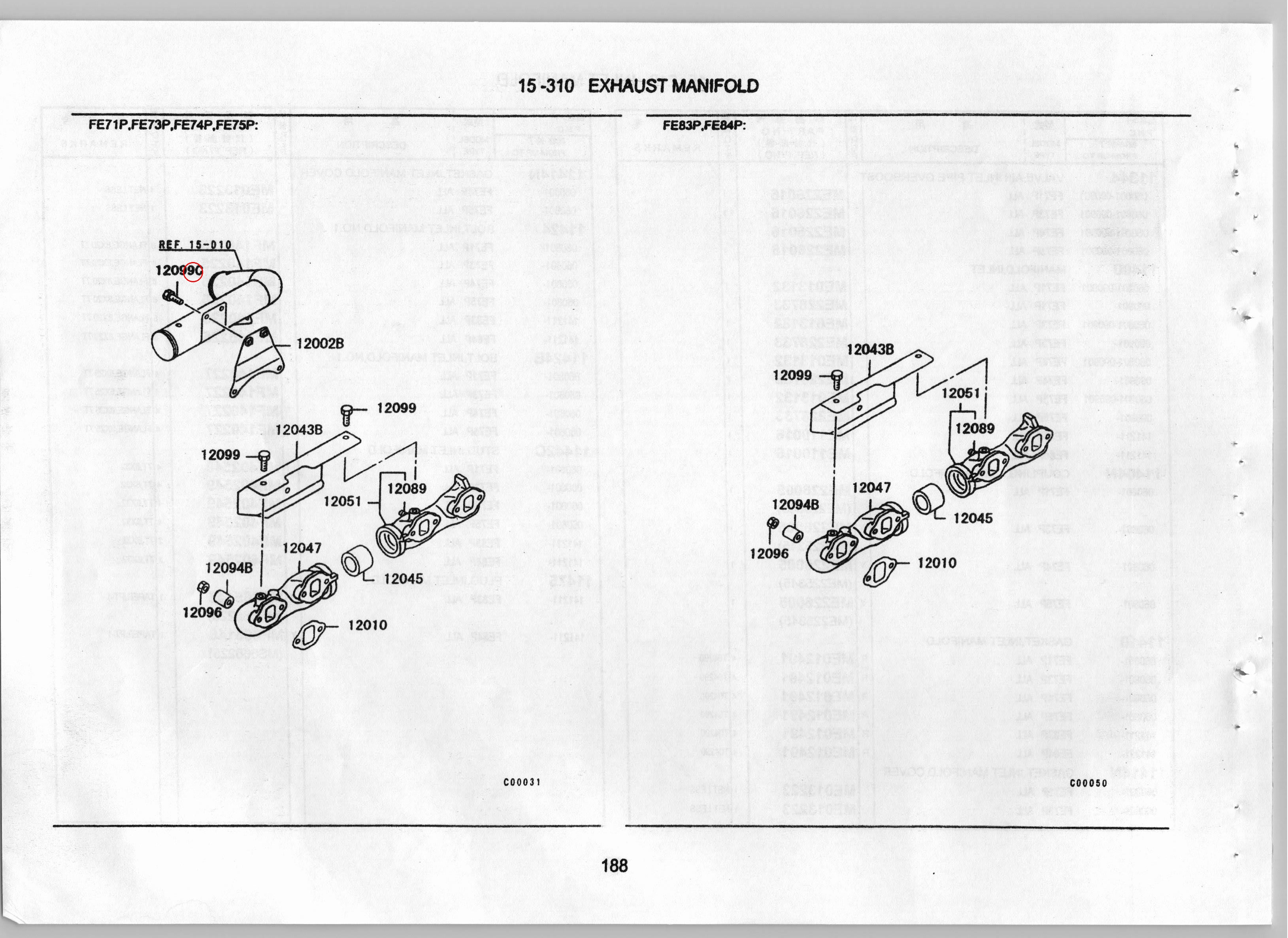 Diagram MH001249 BOLT,EXHAUST MANIFOLD - Mitsubishi