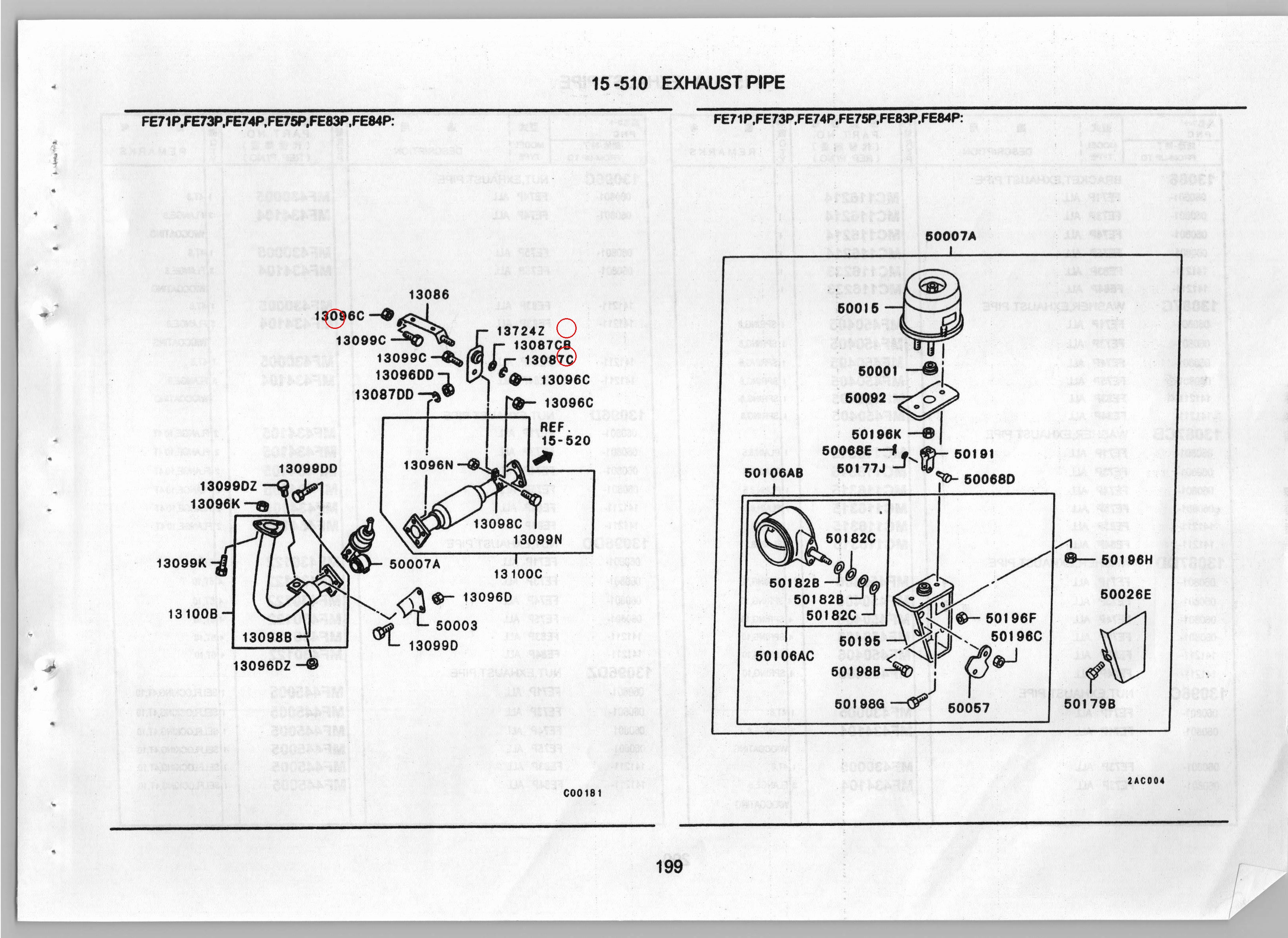 Diagram MF430005 NUT,EXHAUST PIPE - Mitsubishi