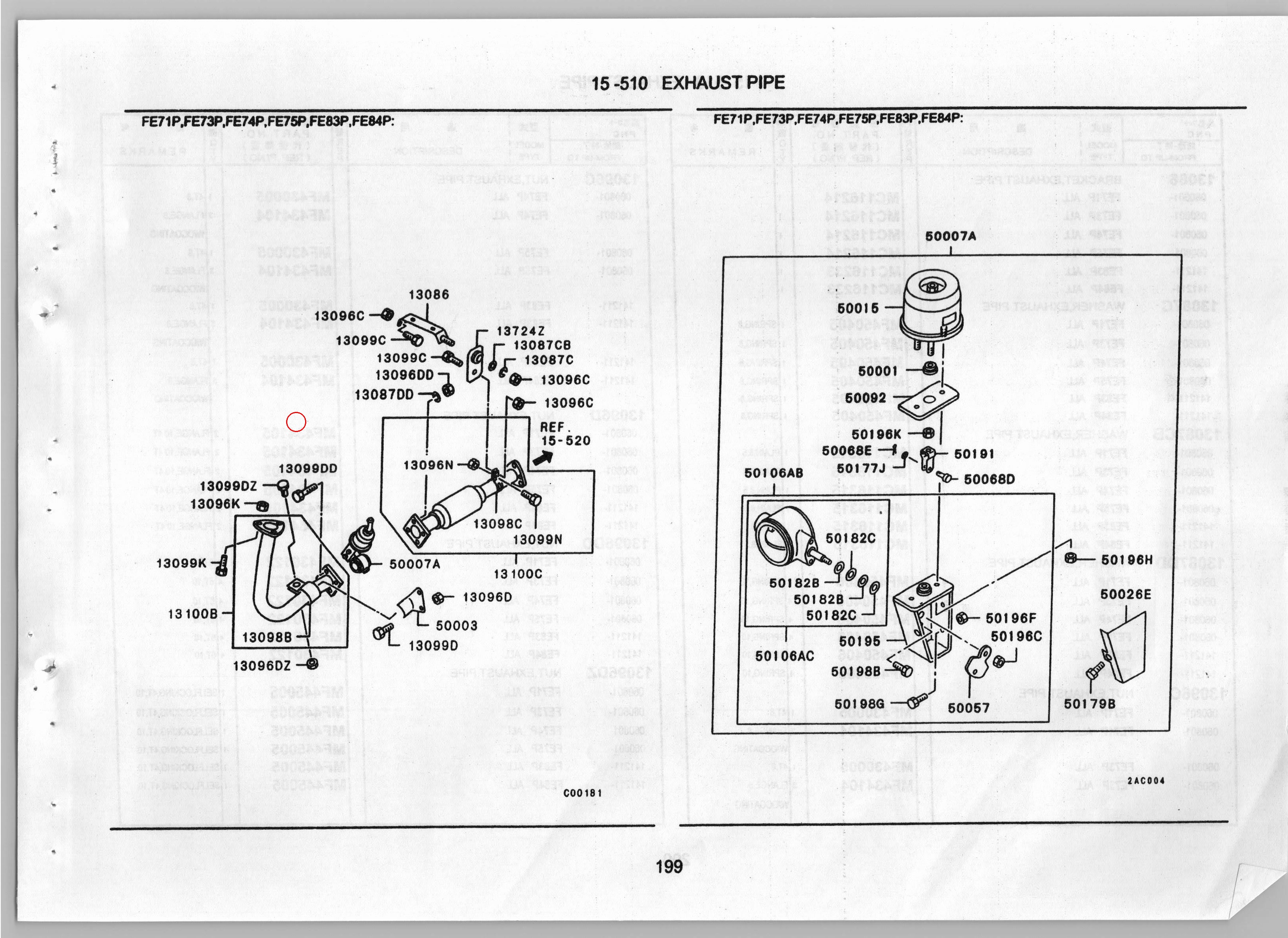 Diagram MF430122 NUT,EXHAUST PIPE - Mitsubishi