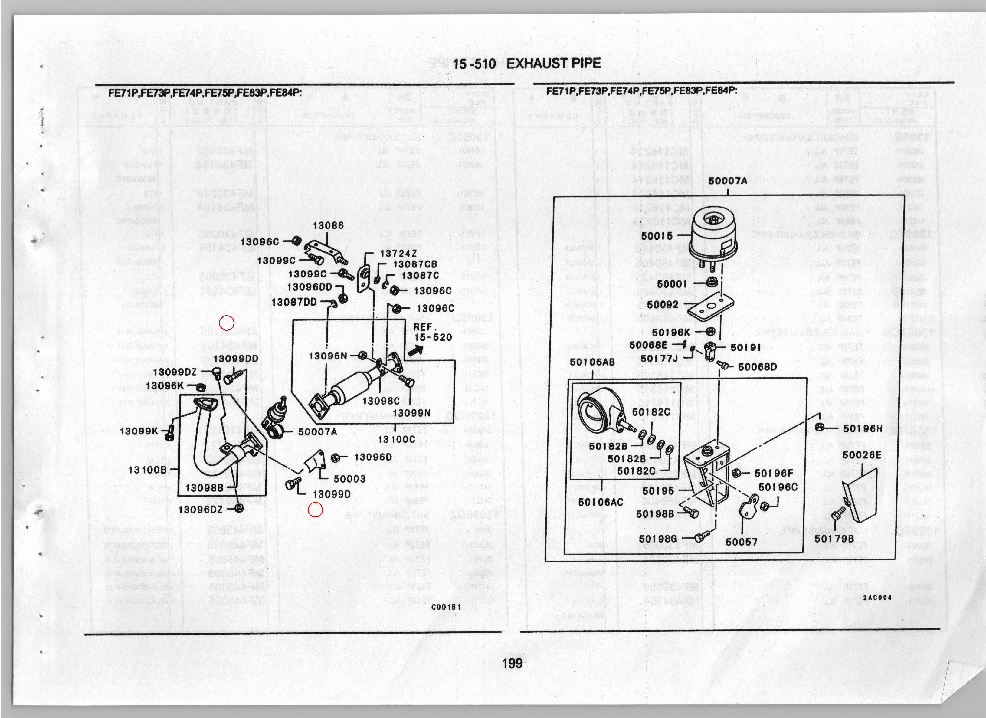 Diagram MF140266 BOLT,EXHAUST PIPE - Mitsubishi