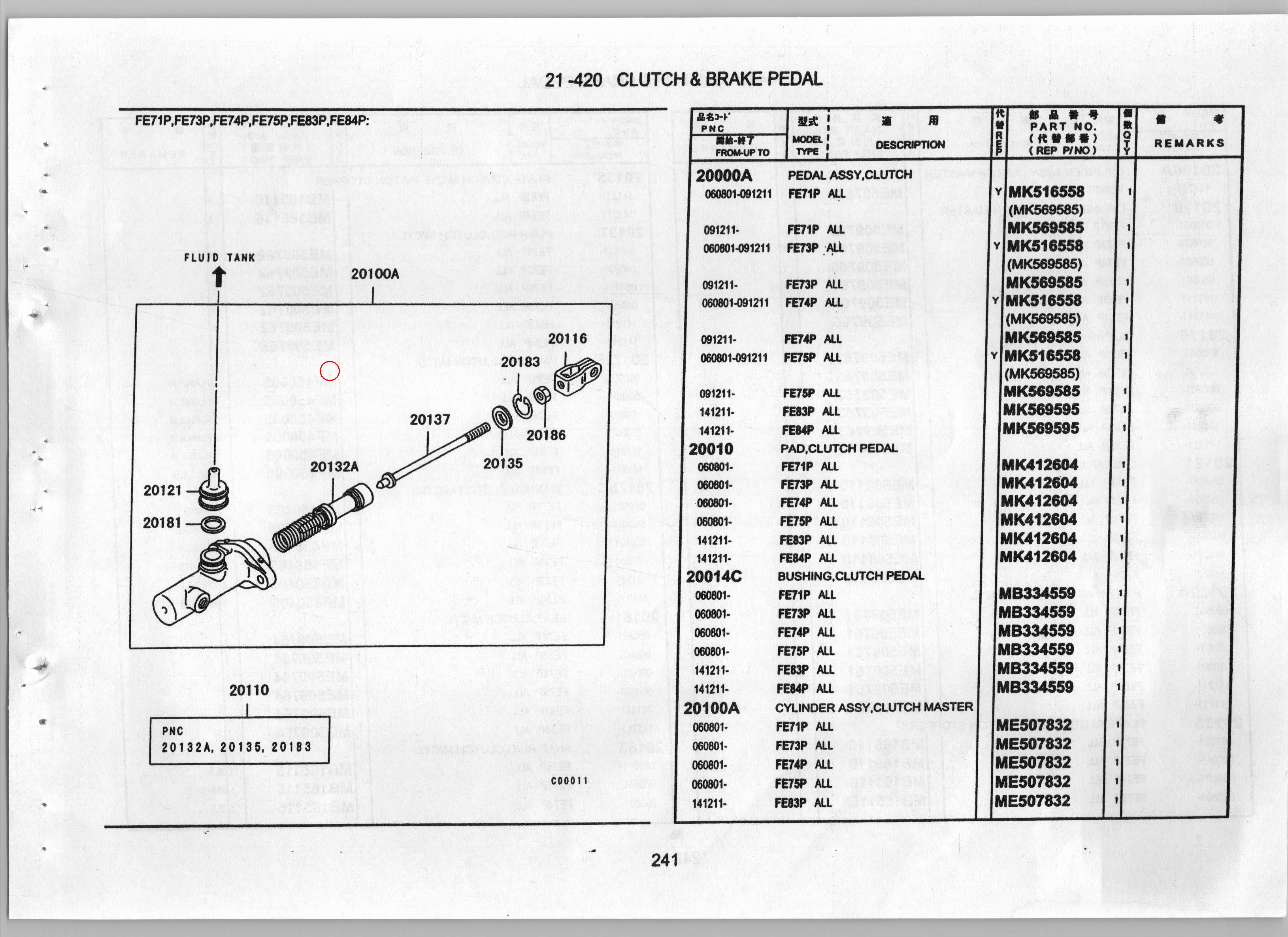 Diagram MB165115 SNAP RING, CLUTCH M/CYL - Mitsubishi