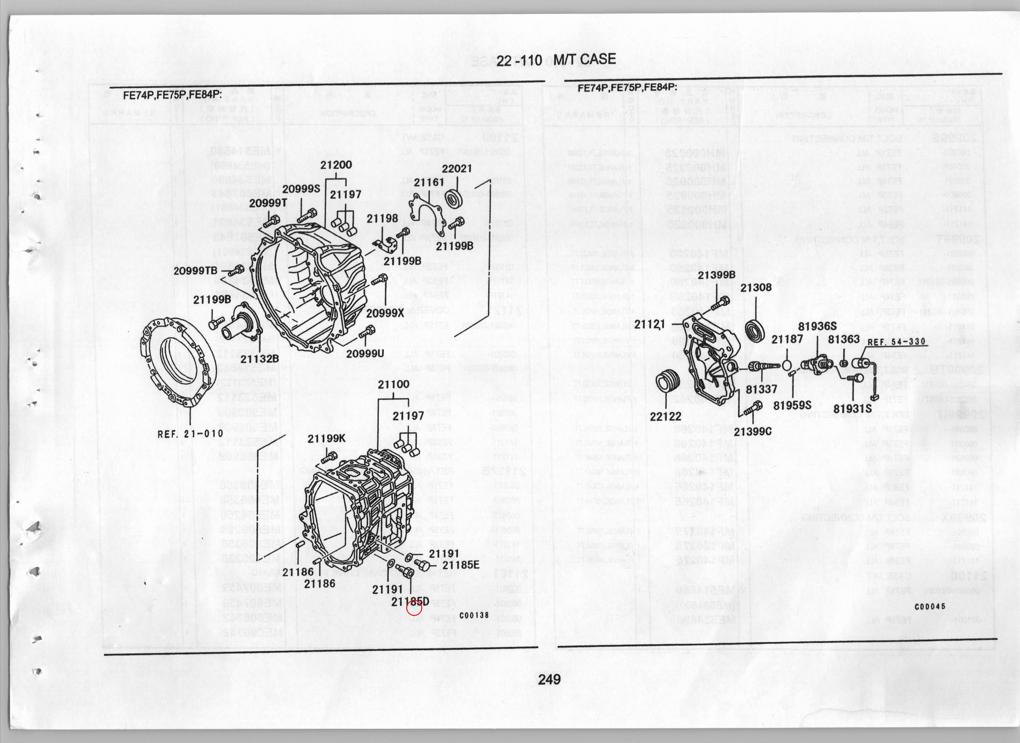Diagram ME535087 PLUG,M/T CASE - Mitsubishi