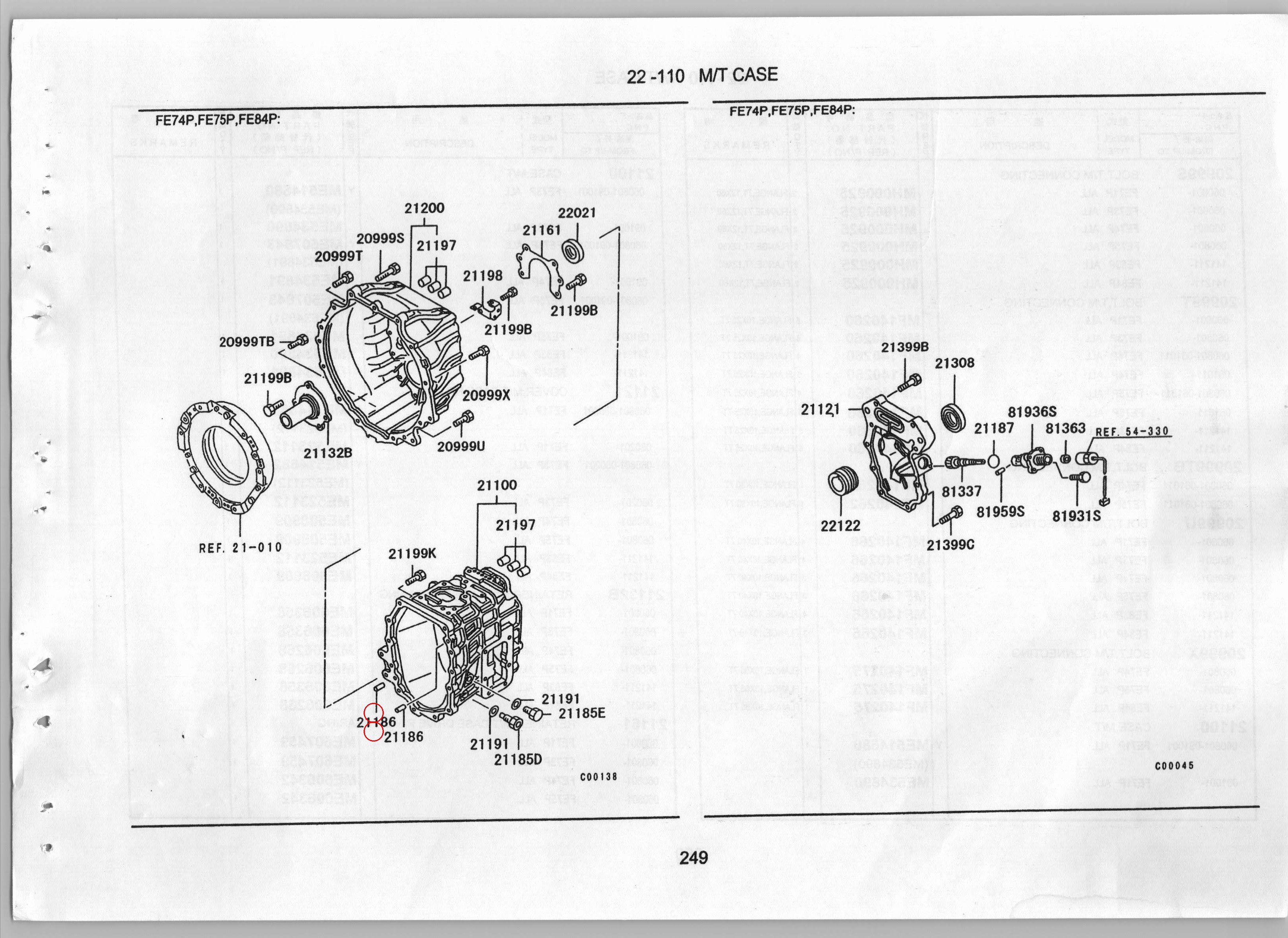 Diagram MF472405 PIN,M/T CASE - Mitsubishi