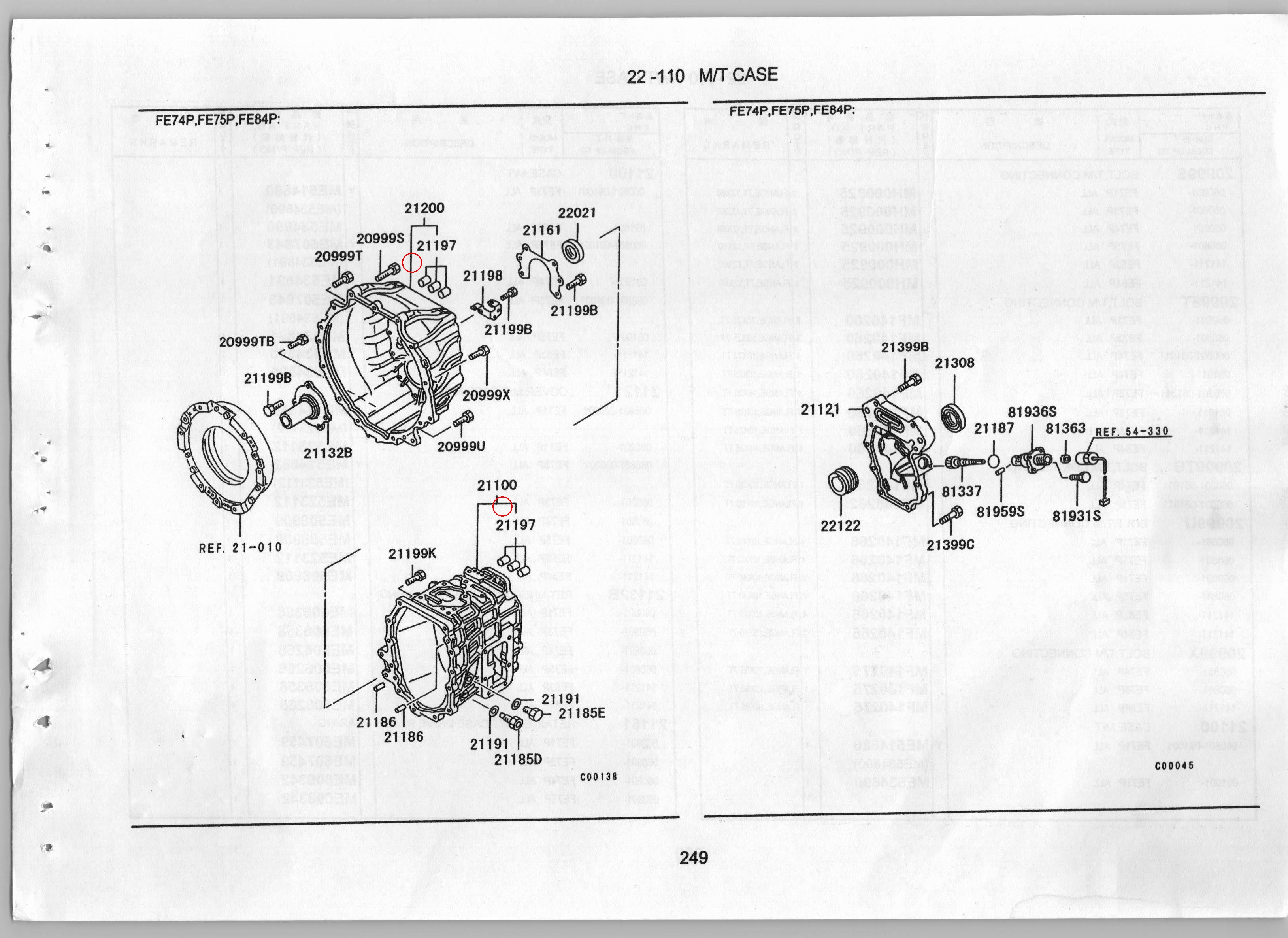 Diagram ME610068 BUSHING,M/T CASE - Mitsubishi