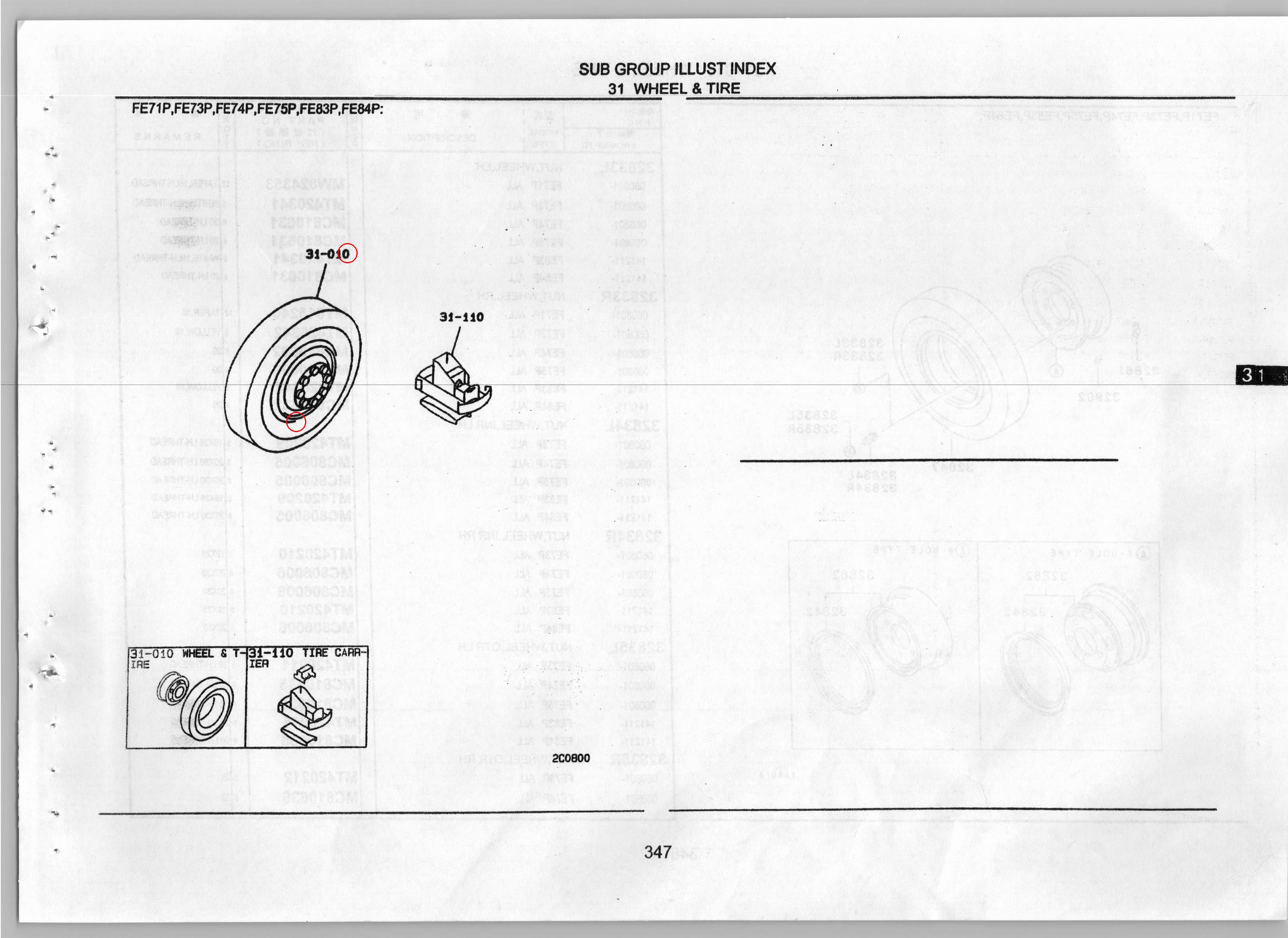 Diagram 200800 WHEEL & TIRE - Mitsubishi