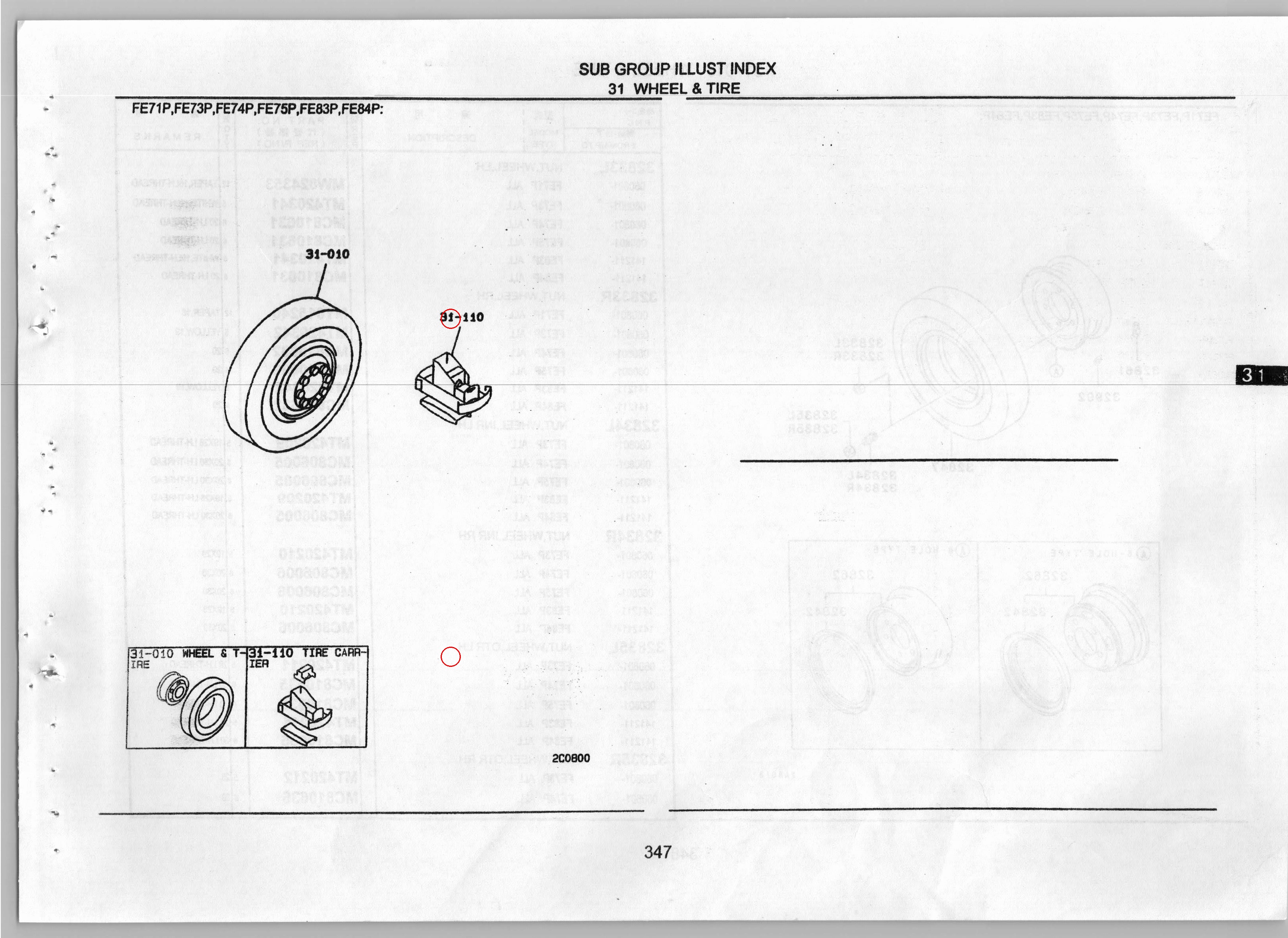 Diagram 358235 TIRE CARRIER - Mitsubishi