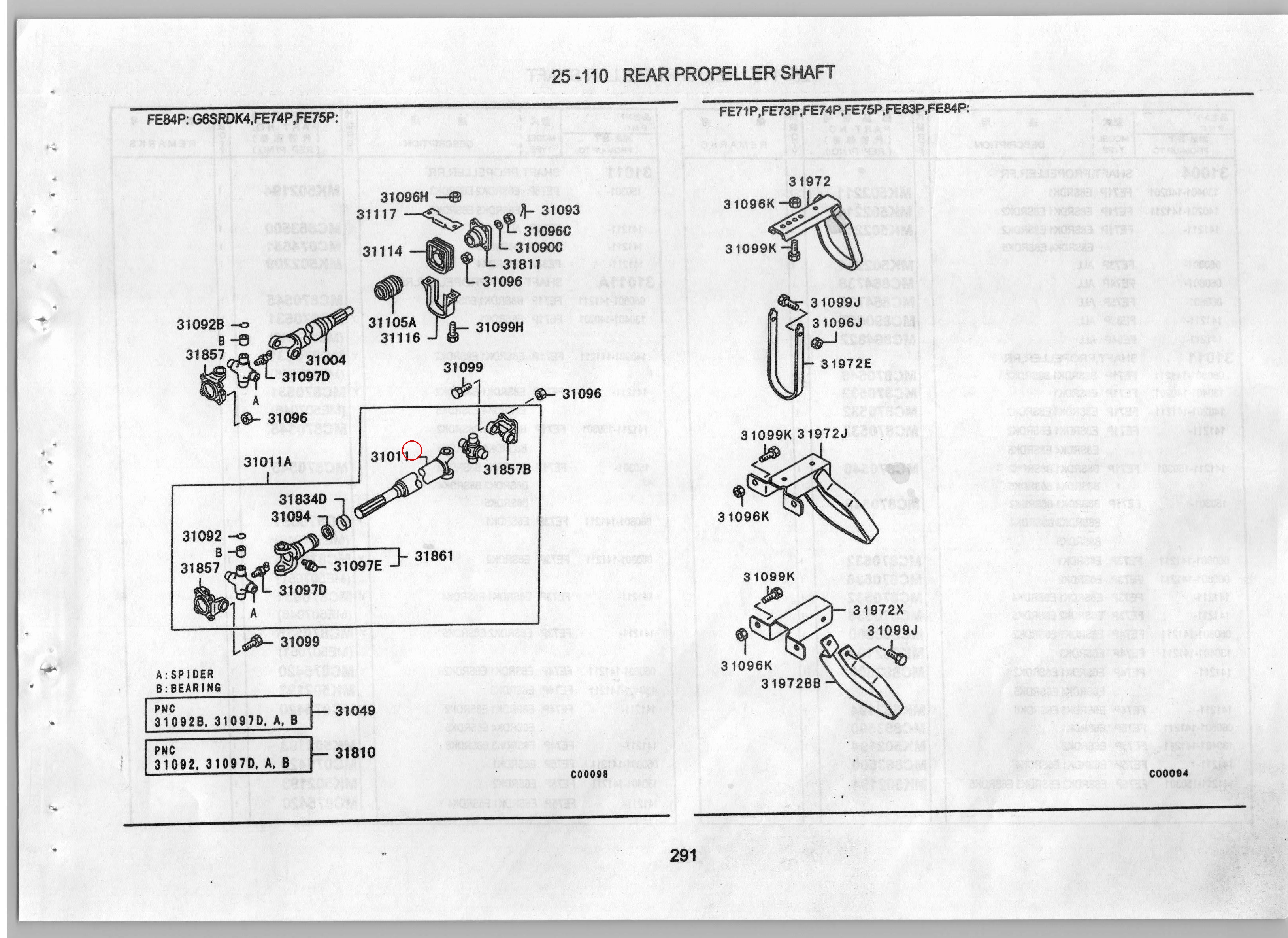 Diagram MK502194 SHAFT, PROPELLER, RR - Mitsubishi
