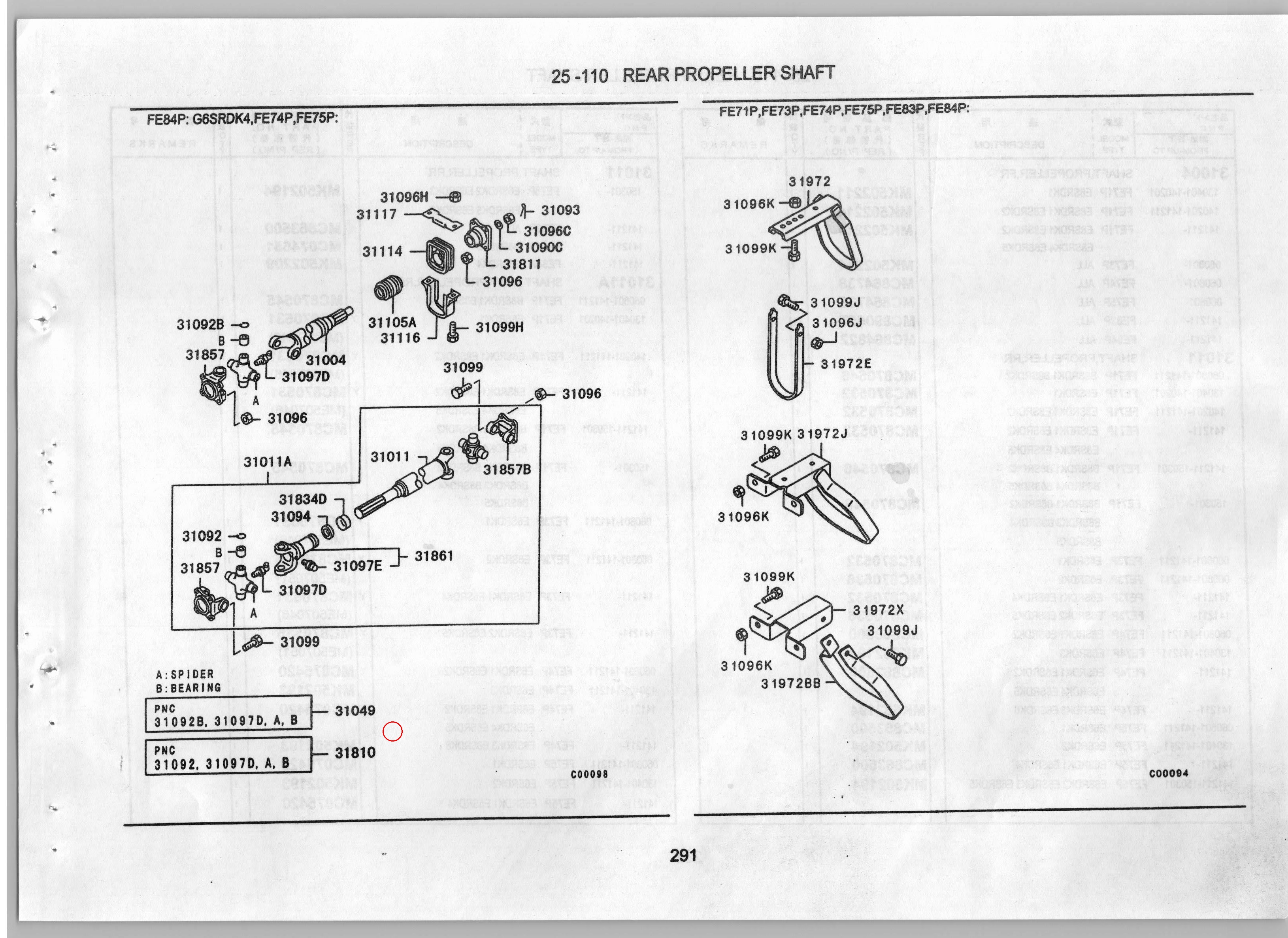 Diagram MK996631 SPIDER KIT,NO.1 FR PROPELLER SHAFT - Mitsubishi