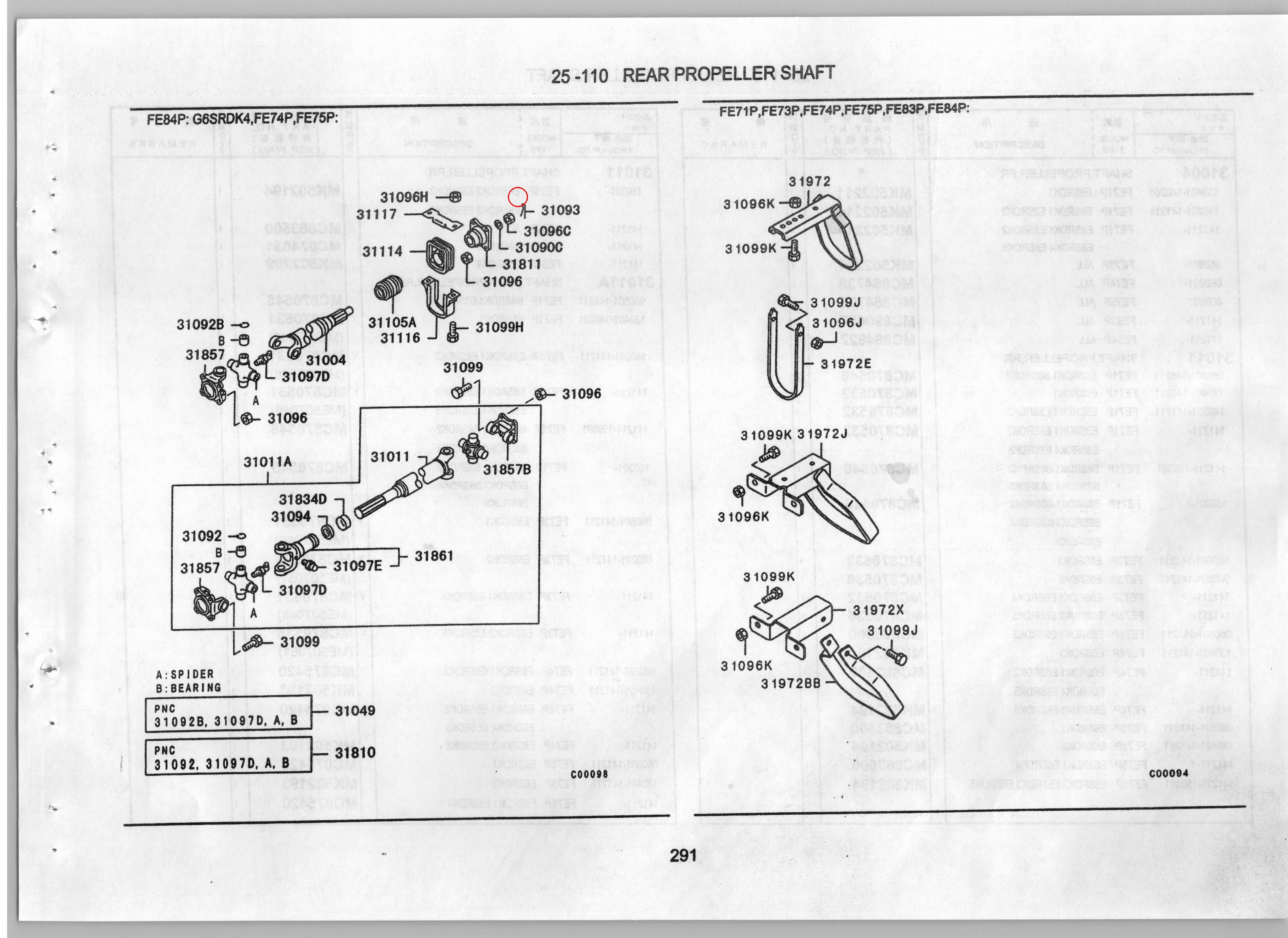 Diagram MF472104 PIN, PROPELLER SHAFT - Mitsubishi