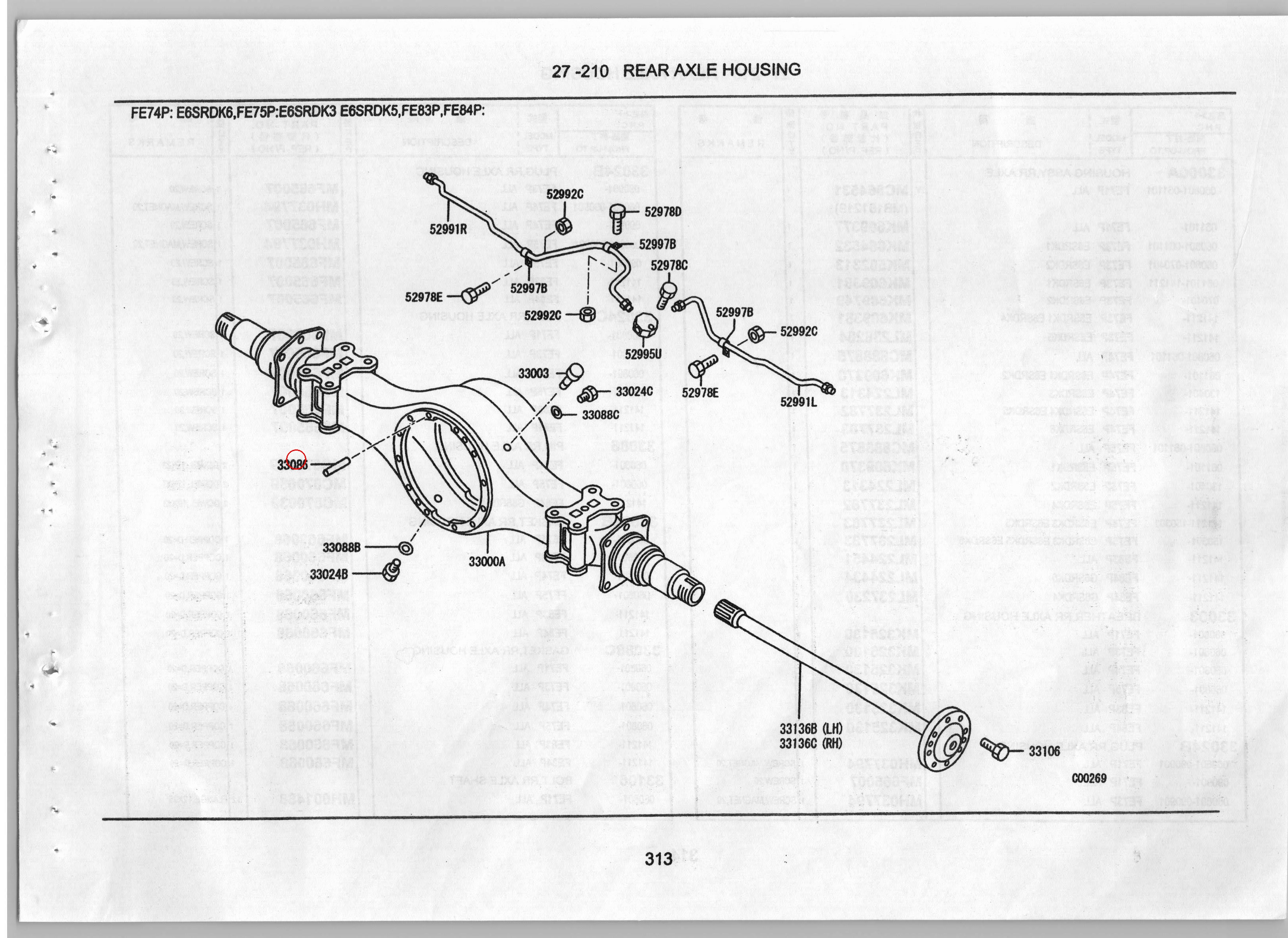 Diagram MC870039 PIN,RR AXLE HOUSING - Mitsubishi