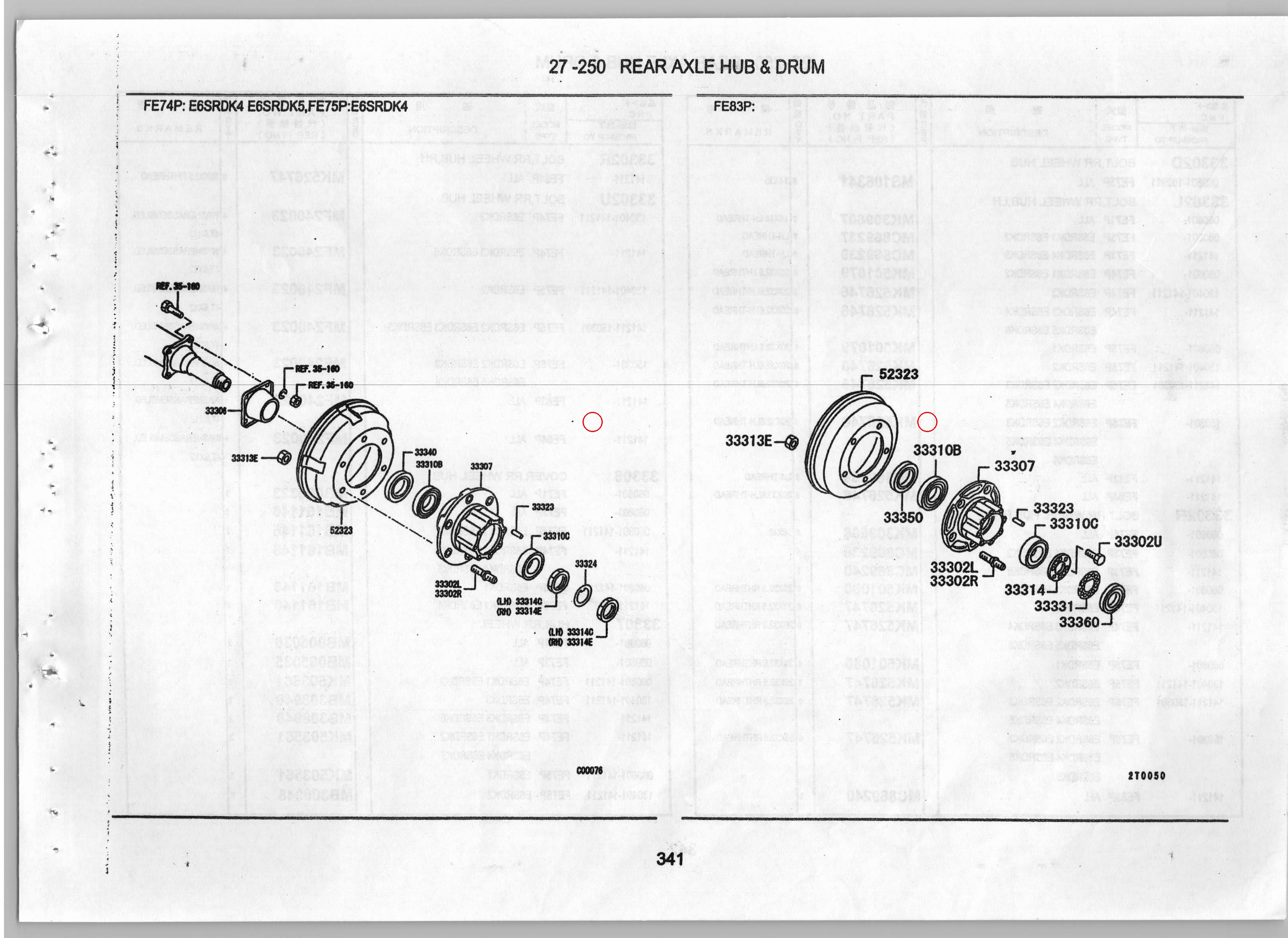 Diagram MB308964 BEARING,RR WHEEL HUB - Mitsubishi