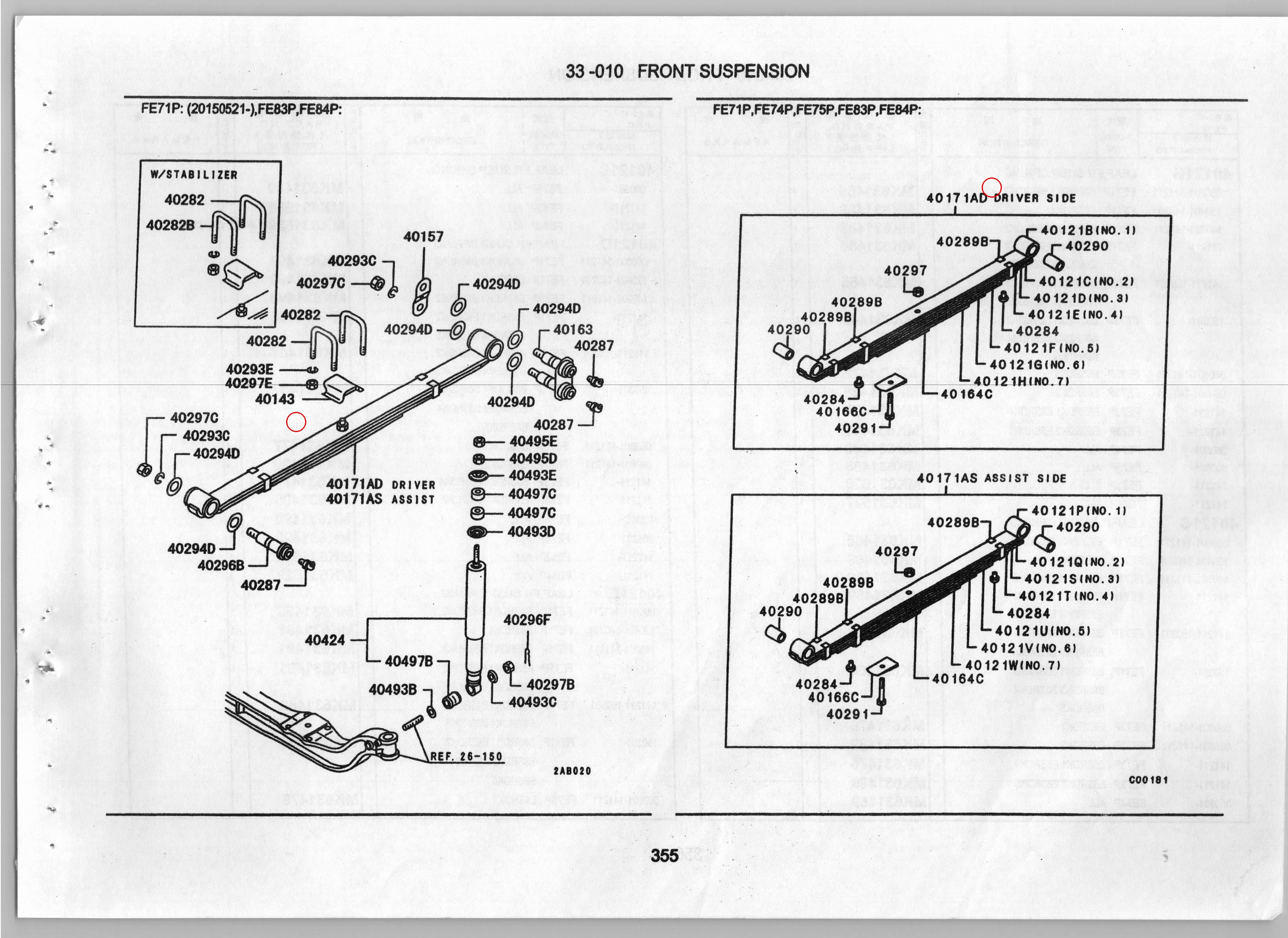Diagram KM804134 SPRING ASSY, FR SUSP - Mitsubishi