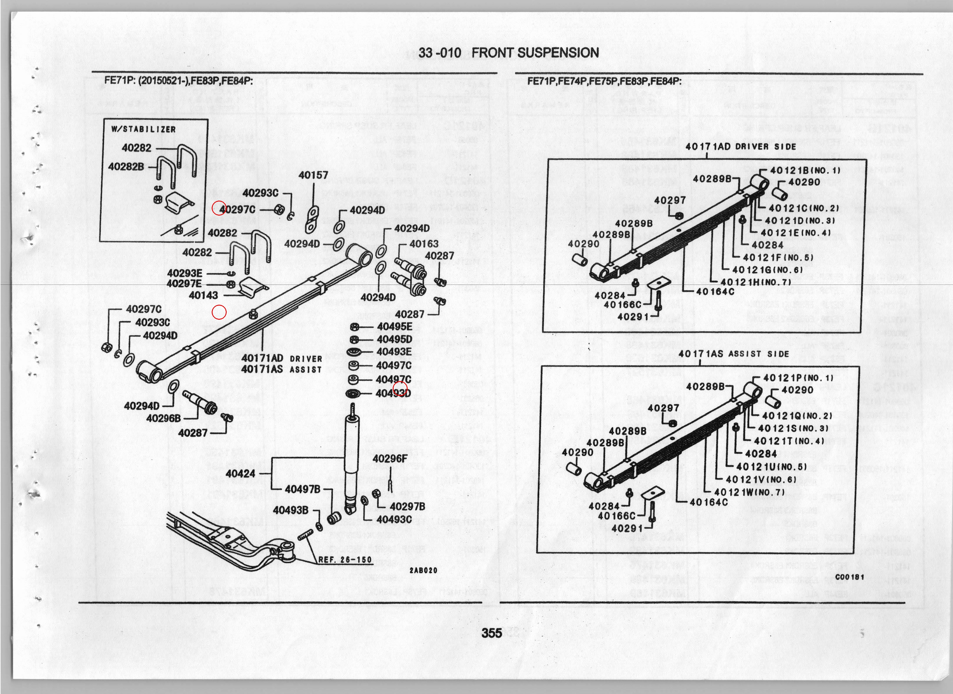 Diagram MF430011 NUT,FR SUSP SPRING - Mitsubishi
