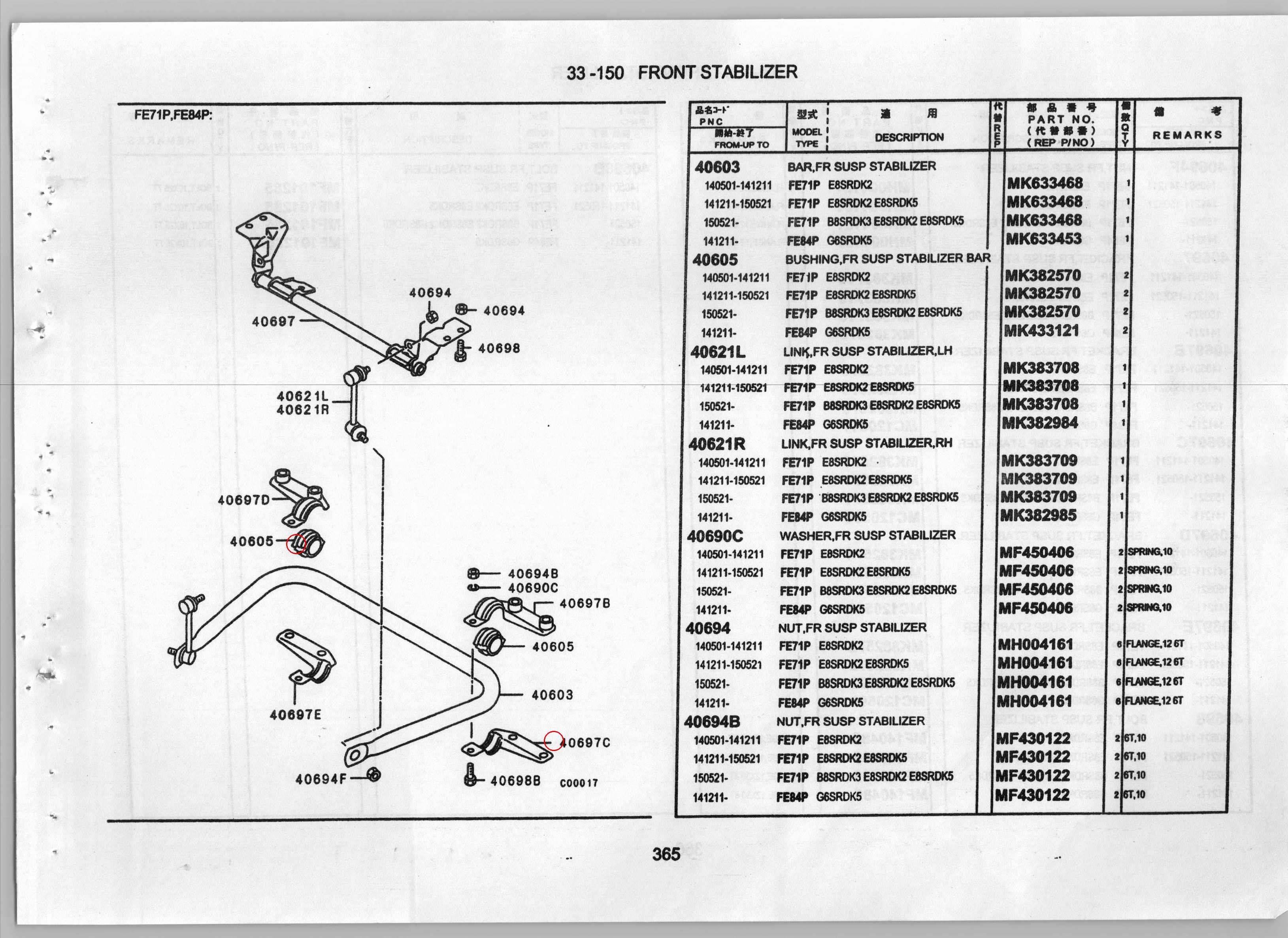 Diagram MK382570 BUSHING, FR SUSP STABILIZER BAR - Mitsubishi