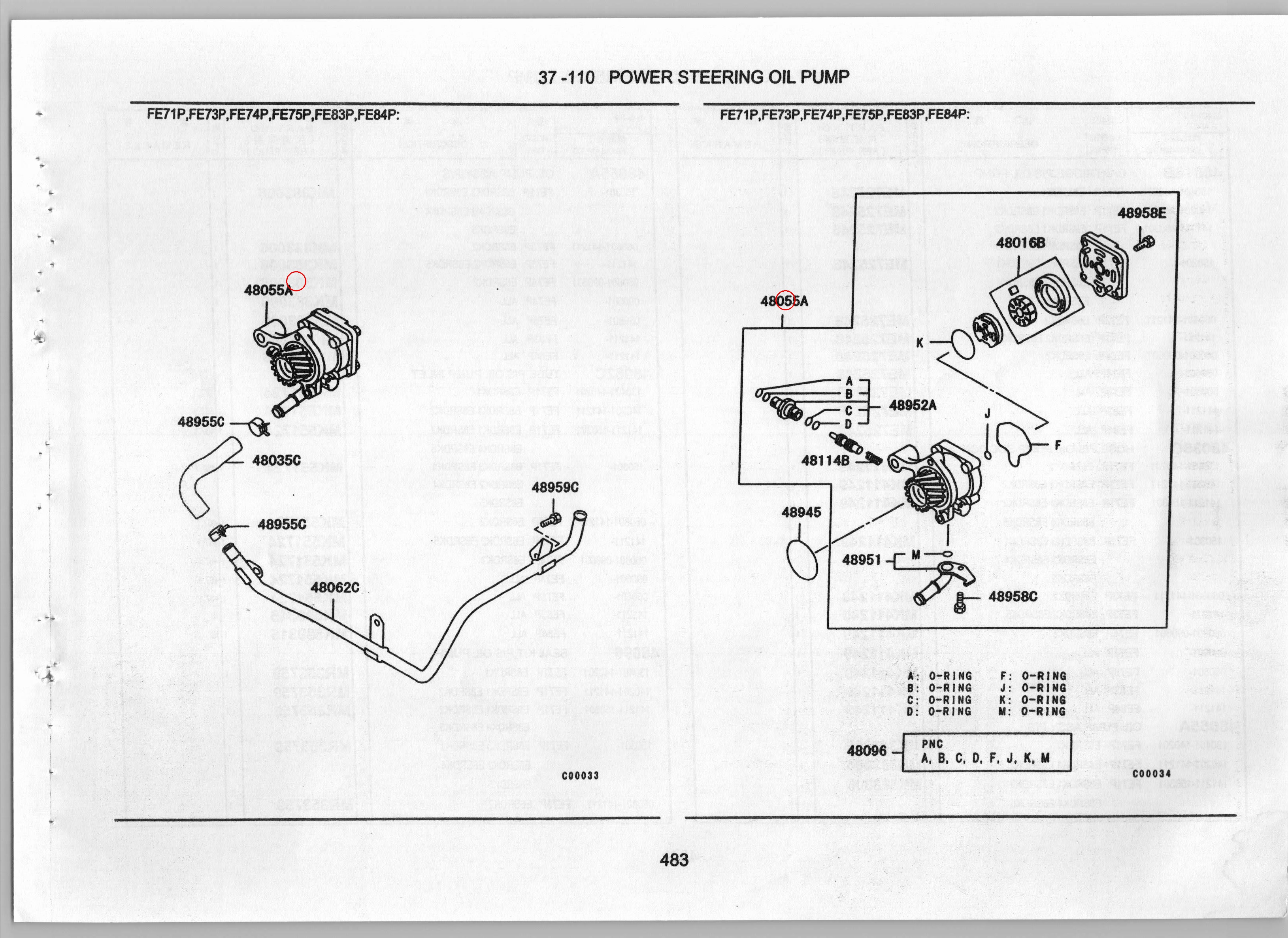 Diagram MK383006 OIL PUMP ASSY,P/S - Mitsubishi
