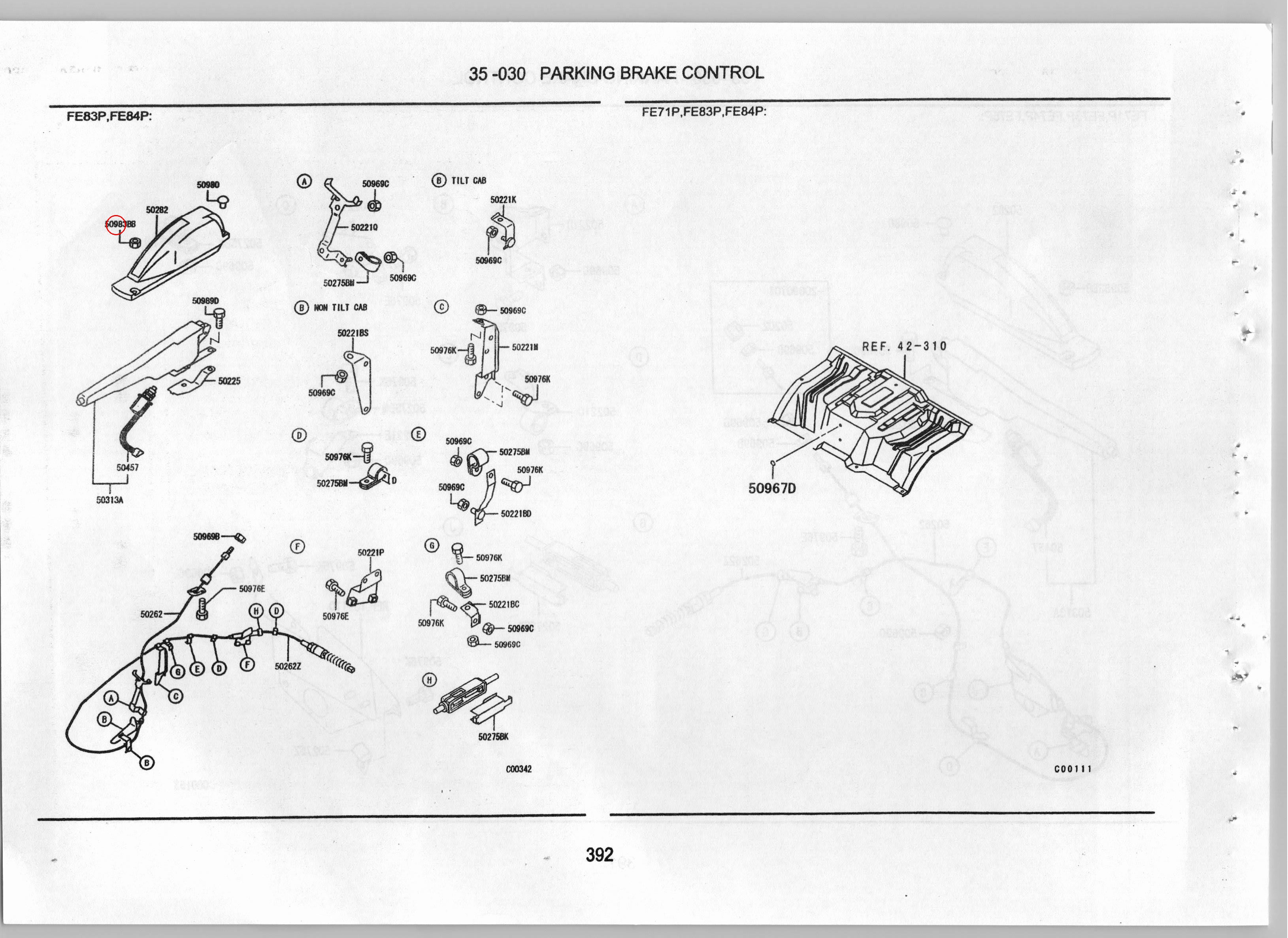 Diagram MK440161 NUT,PARKING BRAKE LEVER - Mitsubishi