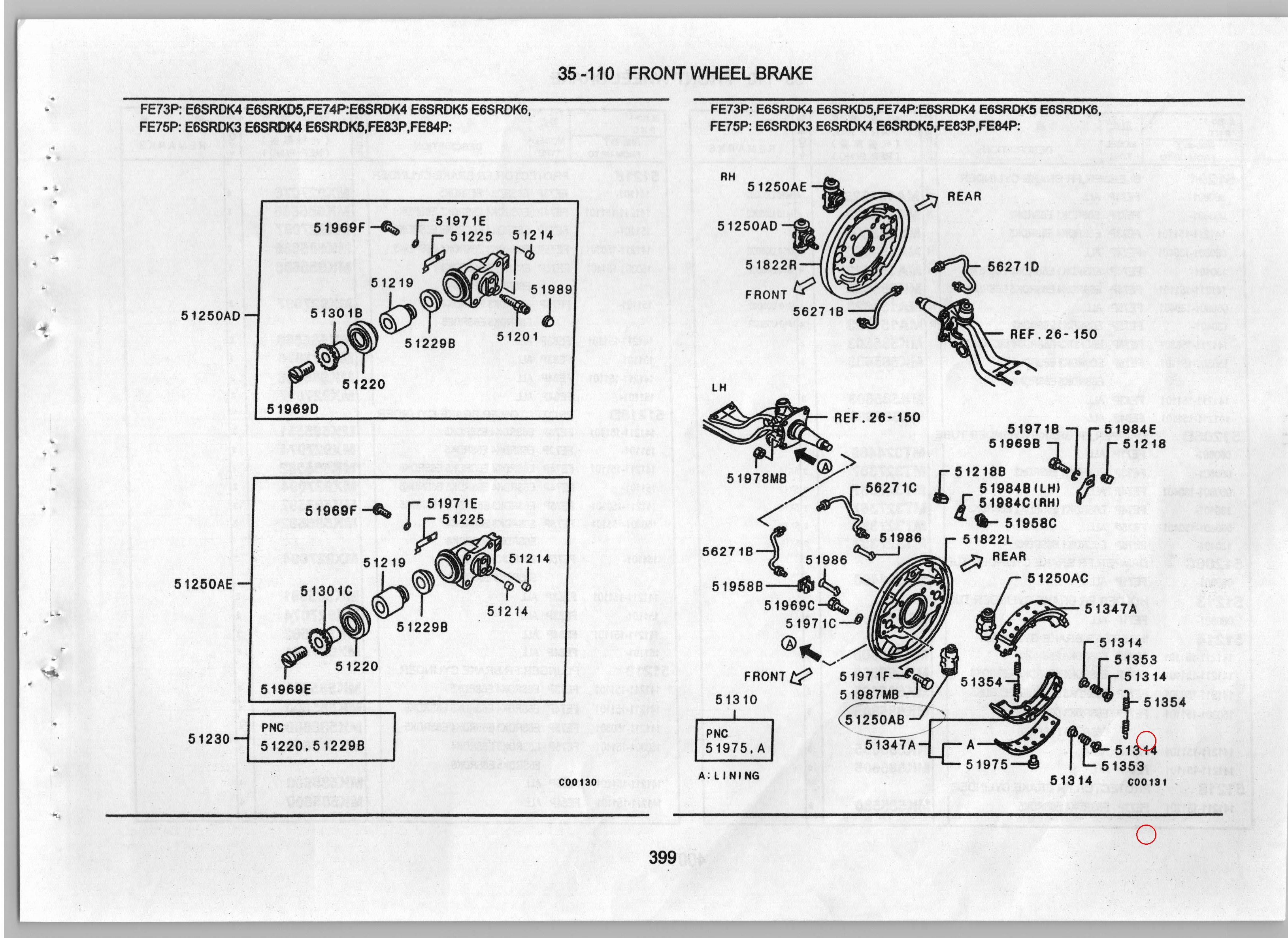 Diagram MT100381 SPRING, FR BRAKE SHOE HOLD-DOWN - Mitsubishi