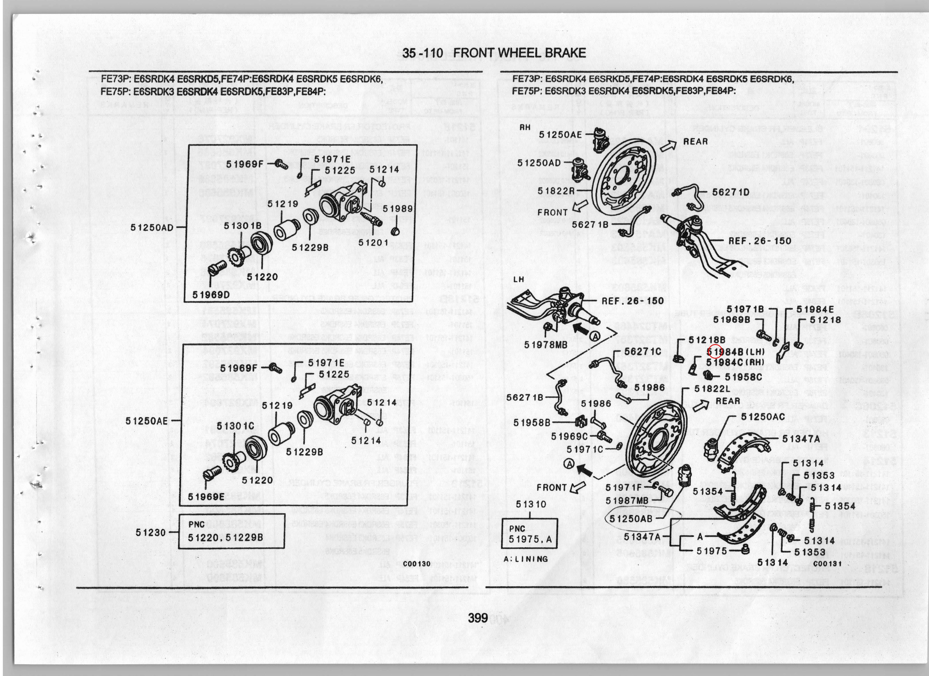 Diagram MK585576 GROMMET,FR BRAKE - Mitsubishi