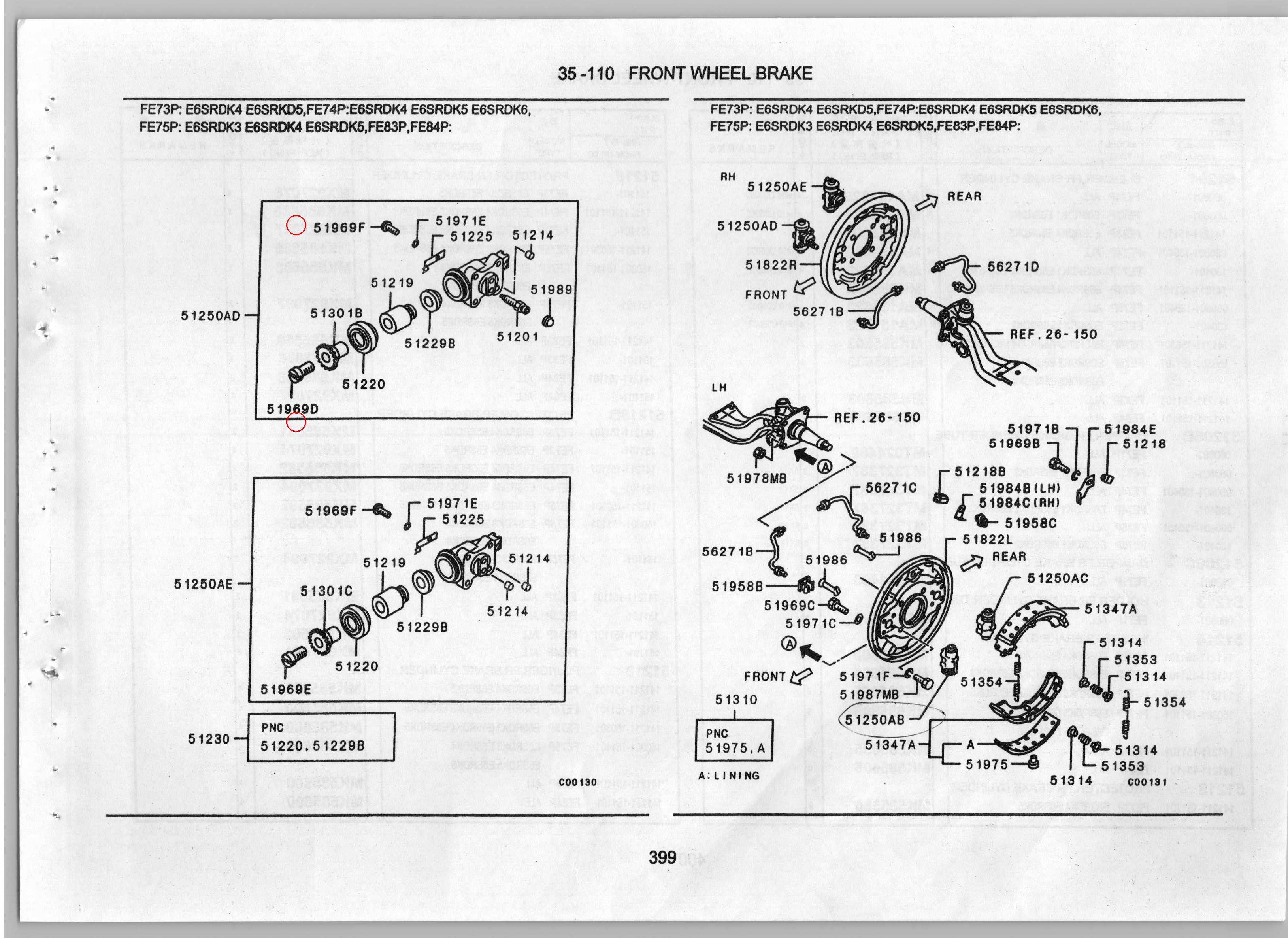 Diagram MK585606 SCREW, FR BRAKE - Mitsubishi