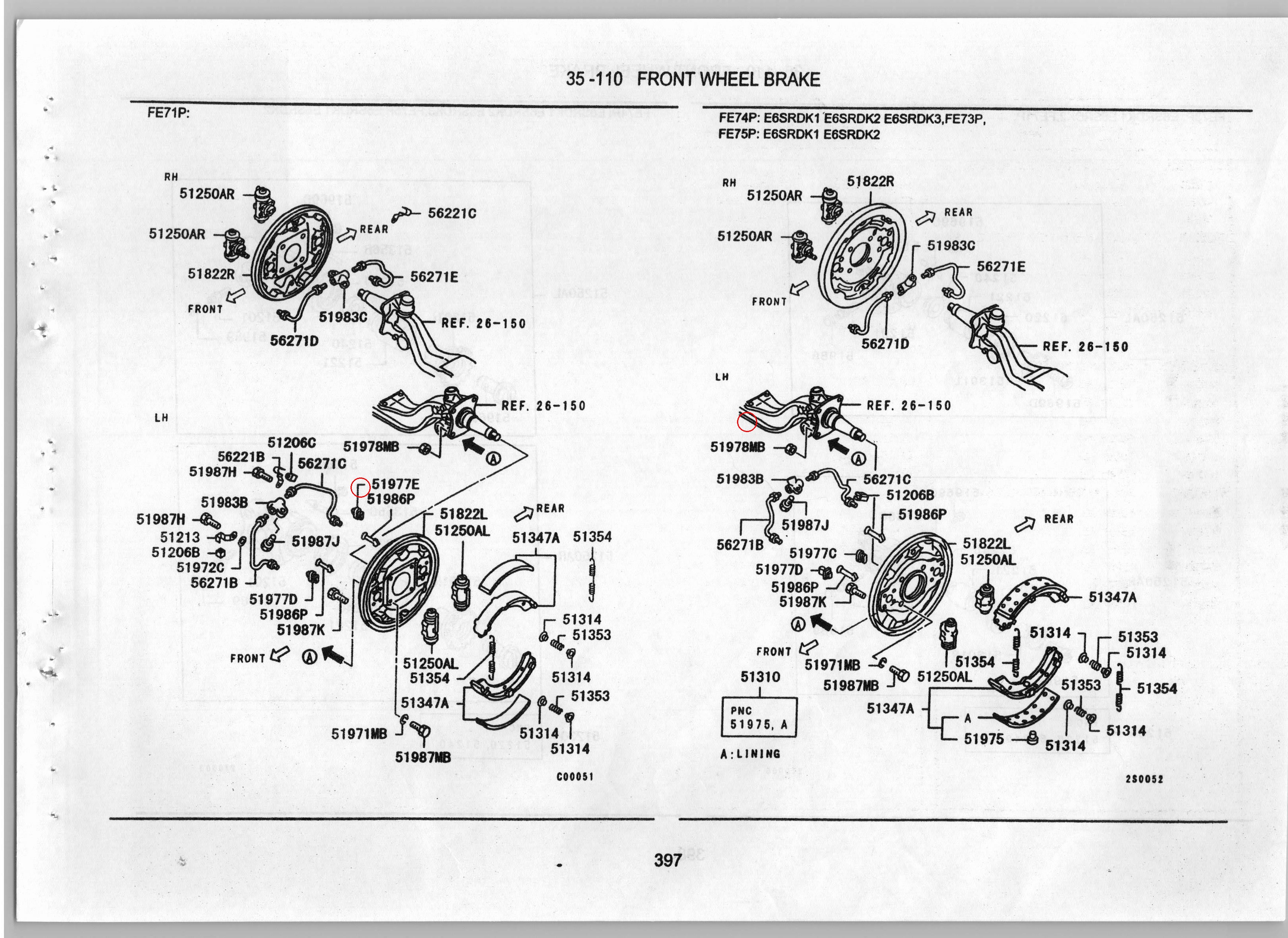 Diagram MC837625 JOINT, FR BRAKE - Mitsubishi