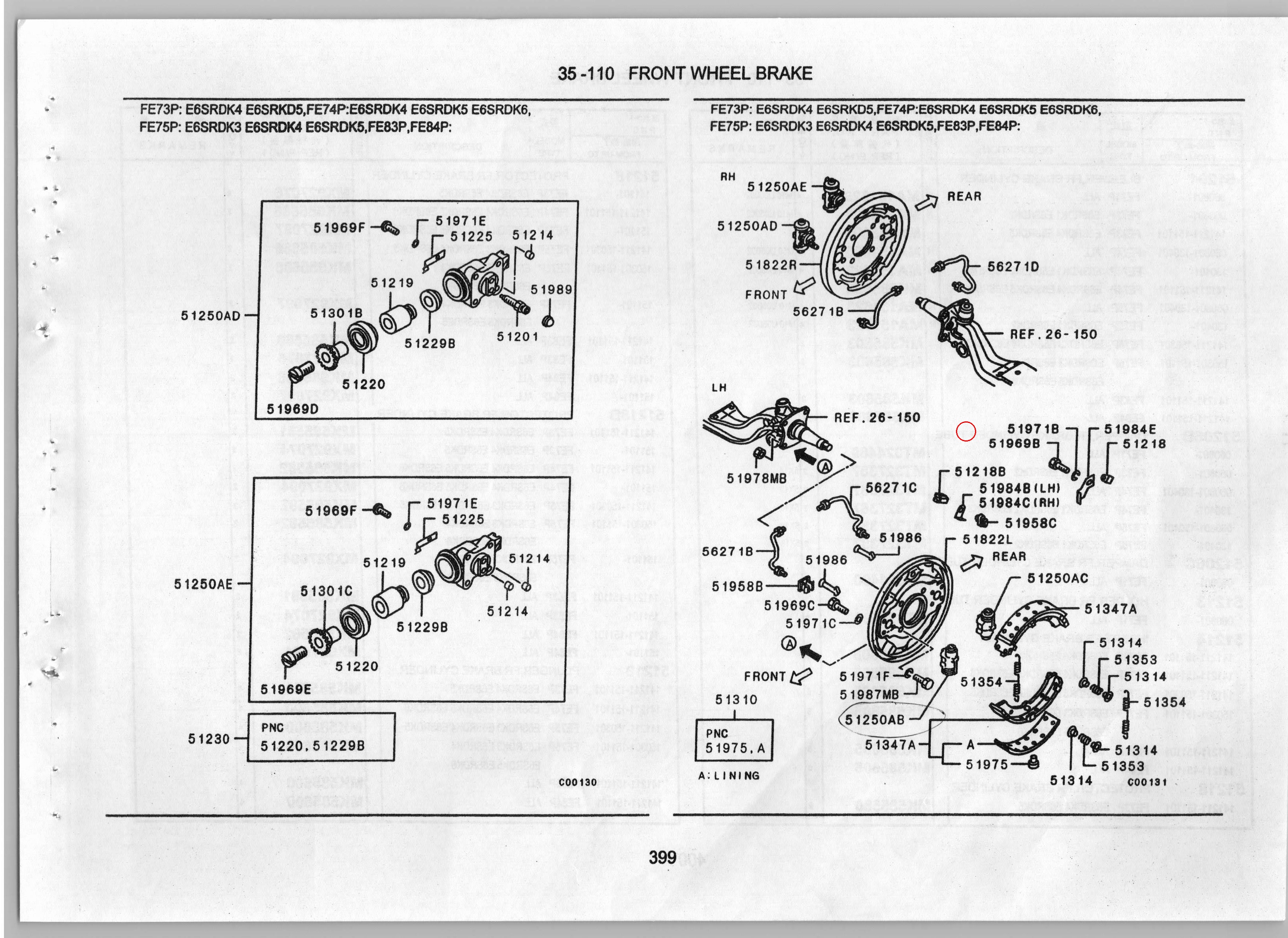 Diagram MX927071 CLIP, FR BRAKE - Mitsubishi