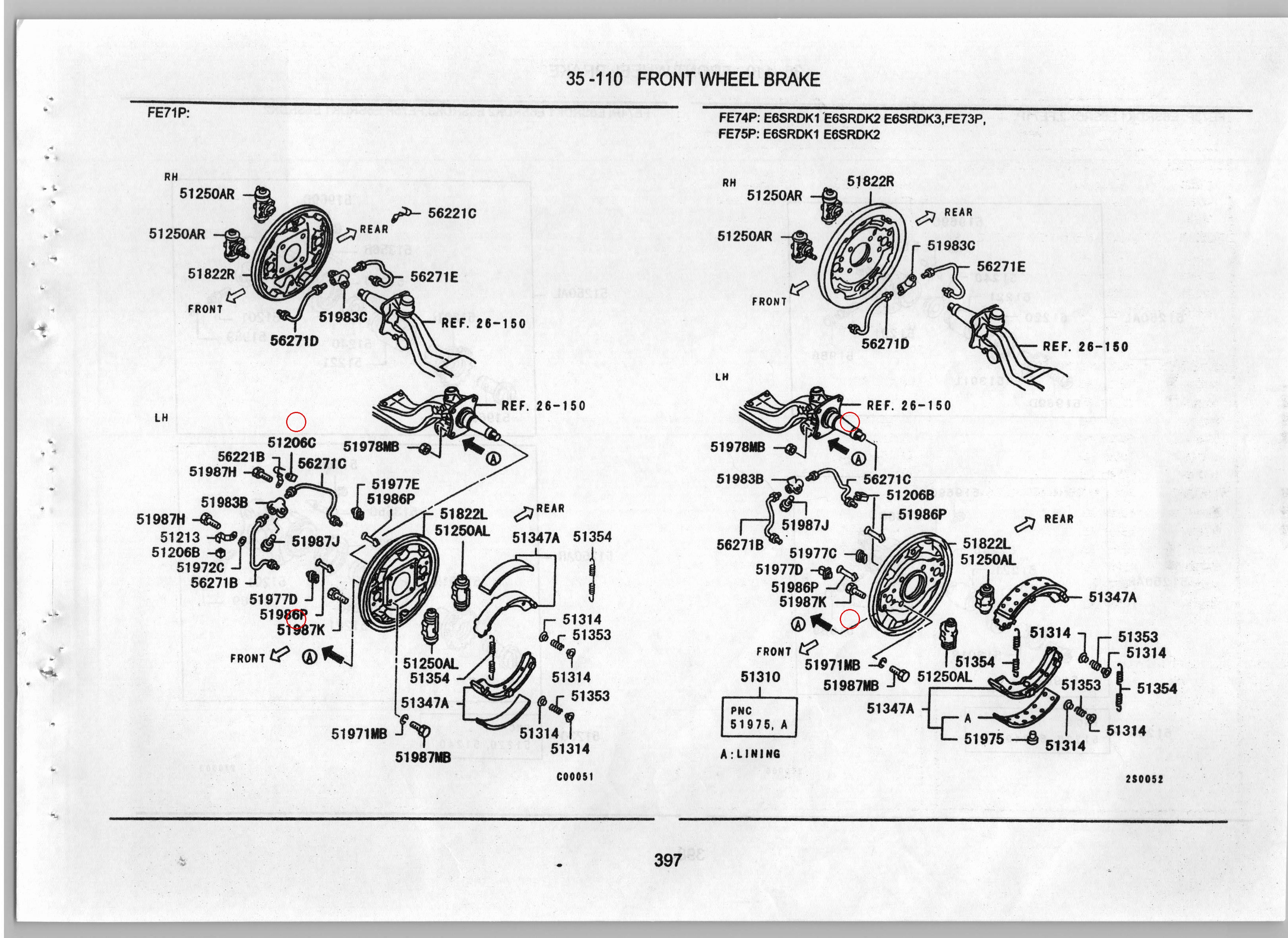 Diagram MC889519 PIN, FR BRAKE - Mitsubishi
