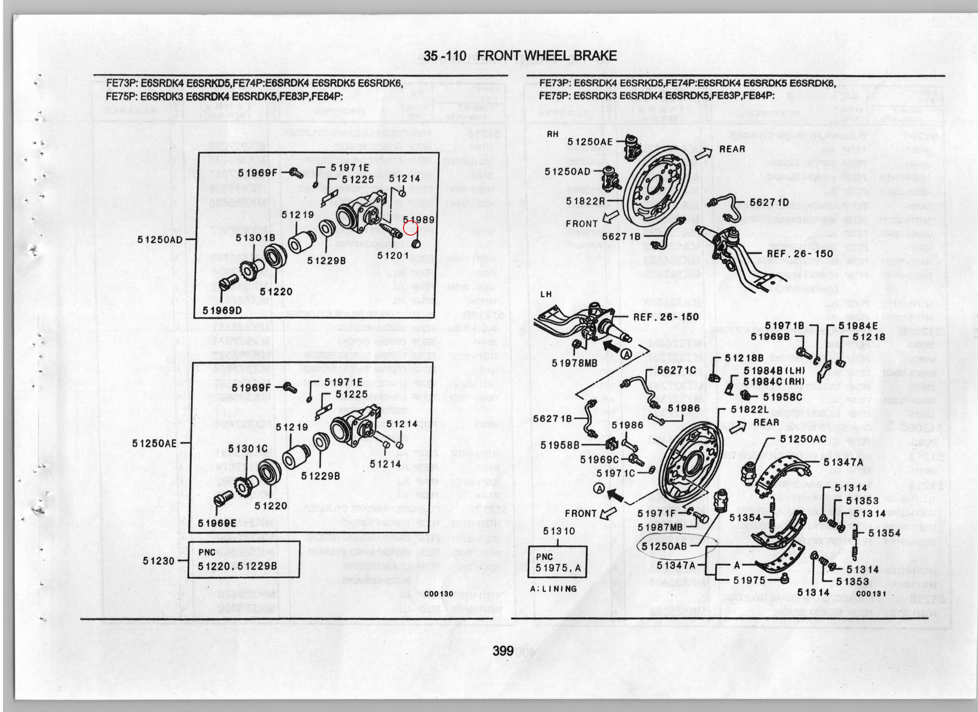 Diagram MV026287 CAP, FR BRAKE - Mitsubishi
