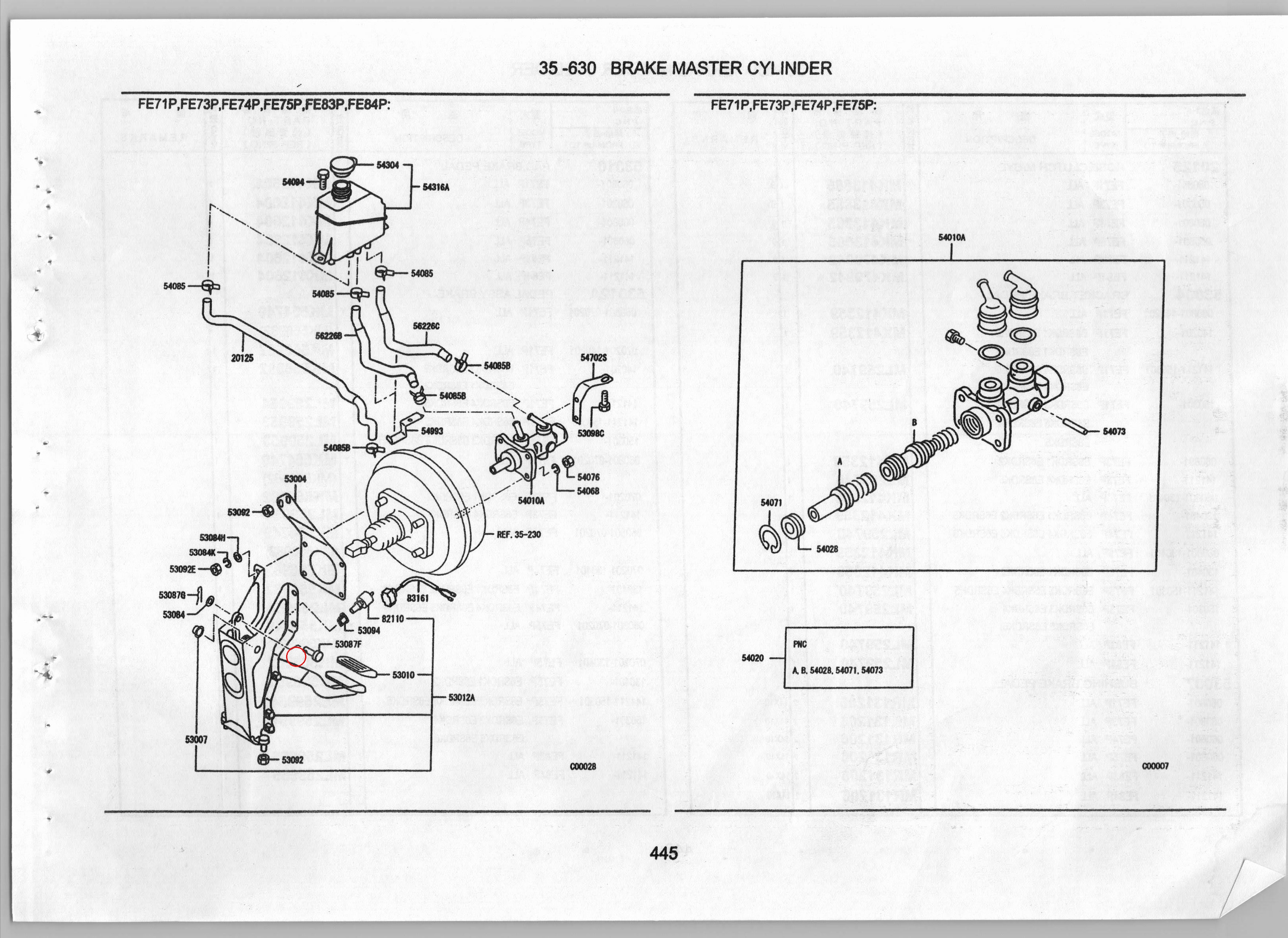 Diagram MH005138 WASHER,BRAKE PEDAL - Mitsubishi