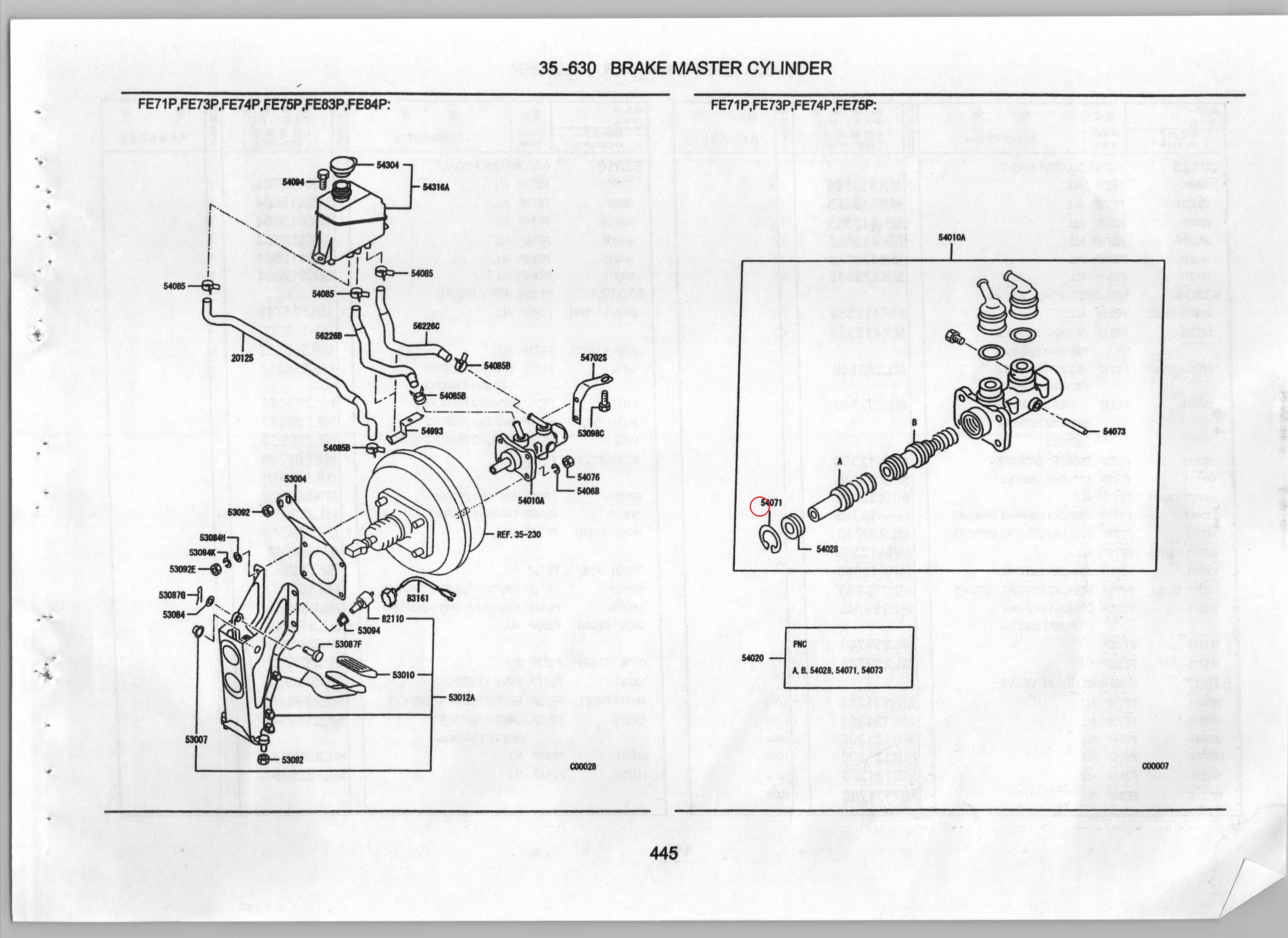 Diagram ME765007 SNAP RING,BRAKE M/CYL INR - Mitsubishi