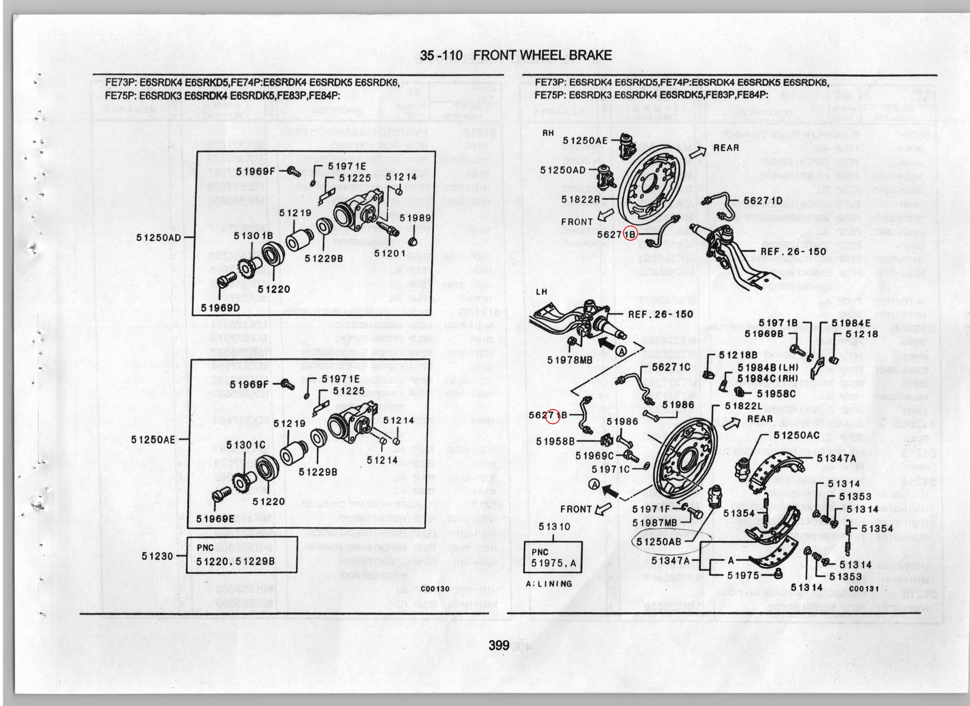 Diagram MK528503 TUBE, FR BRAKE CYLINDER CONNECTING - Mitsubishi